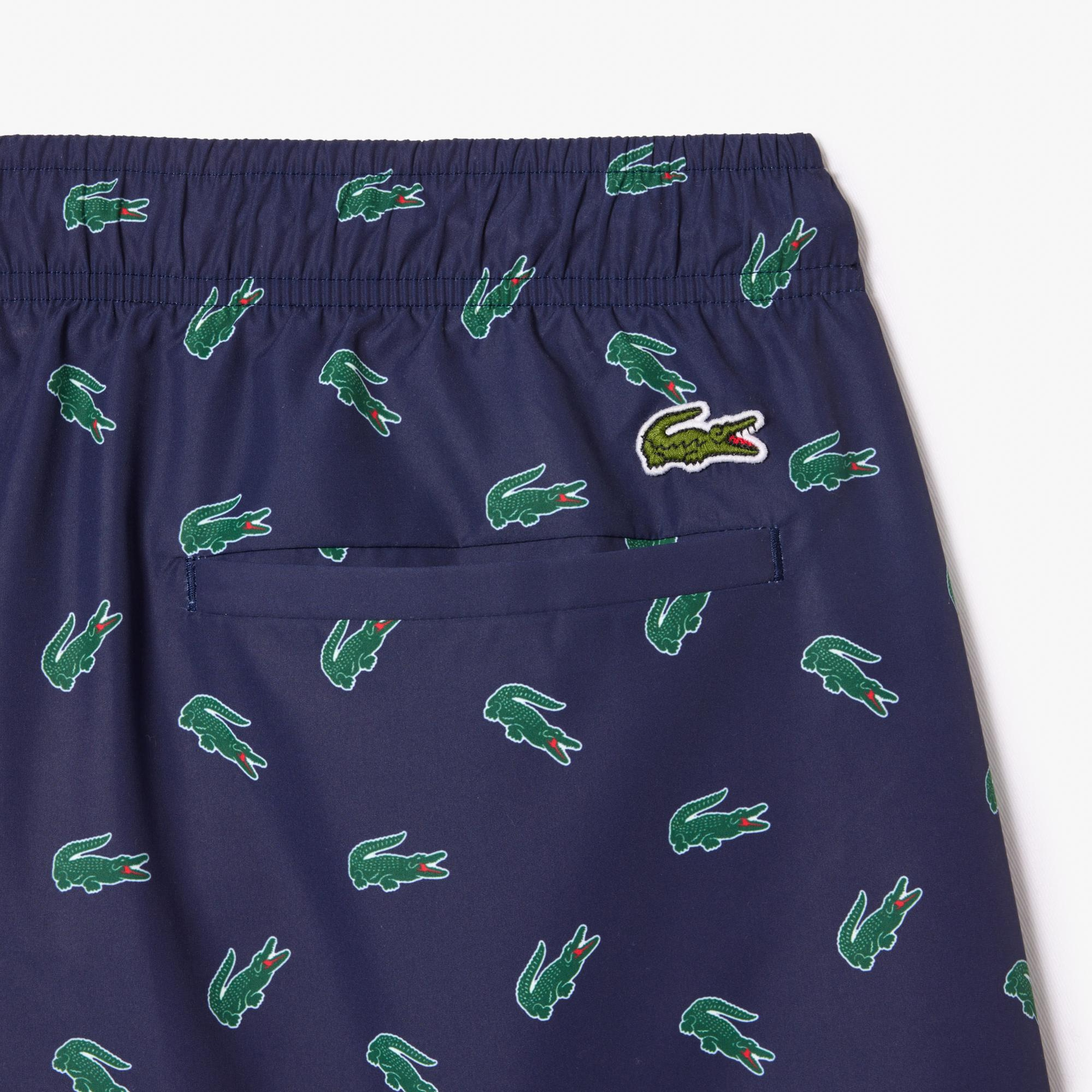 Lacoste Erkek Desenli Lacivert Deniz Şortu