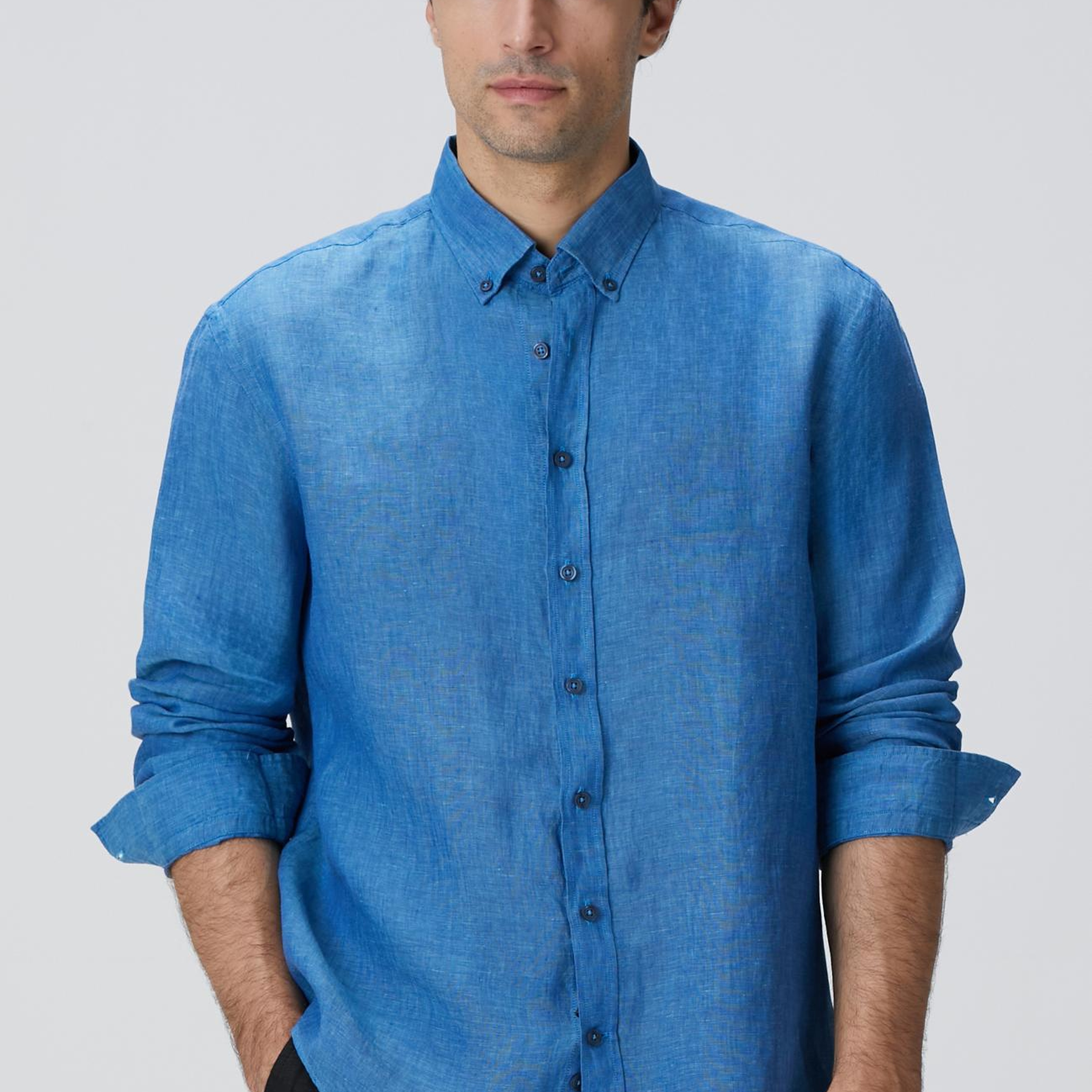 Network Erkek Turkuaz Keten Gömlek