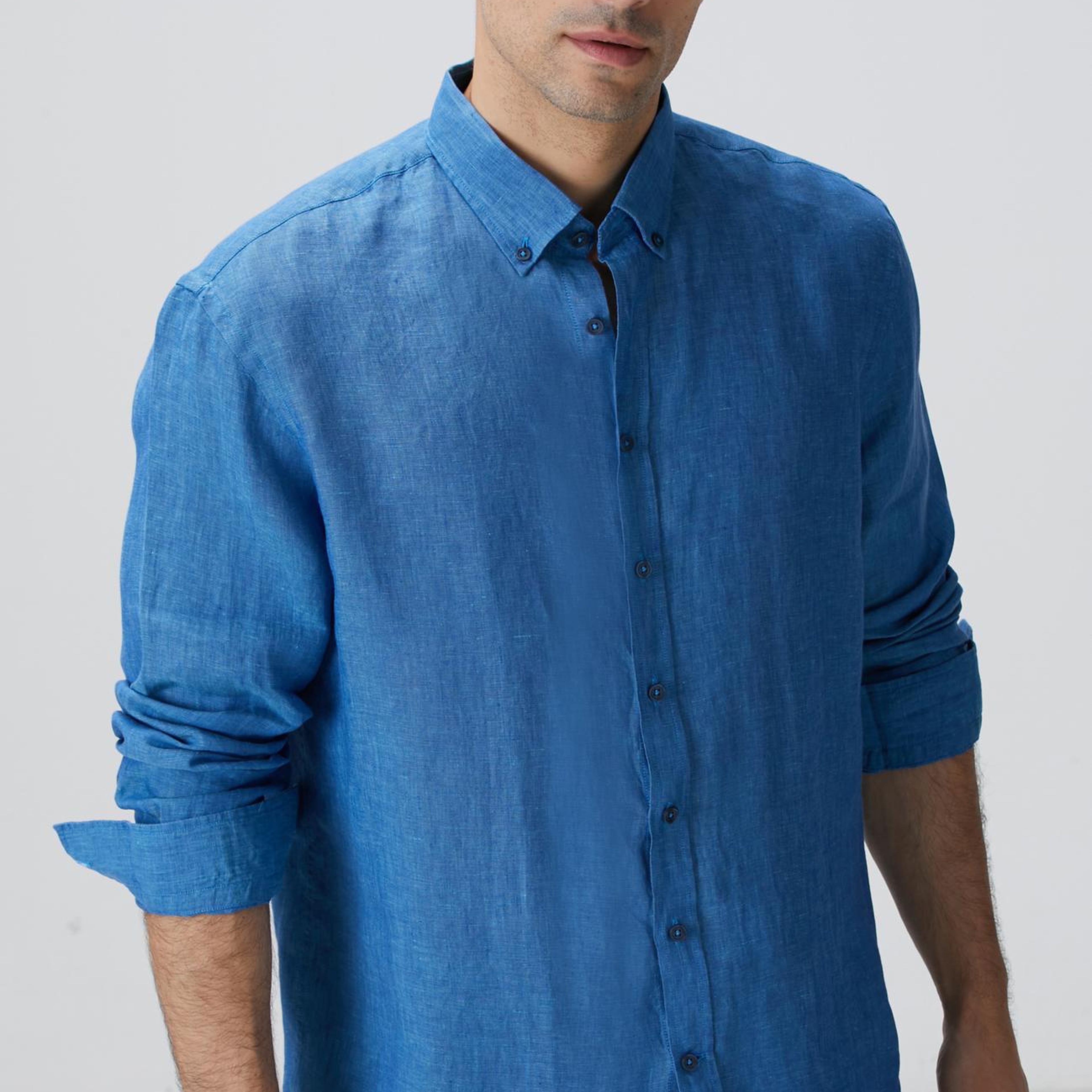 Network Erkek Turkuaz Keten Gömlek