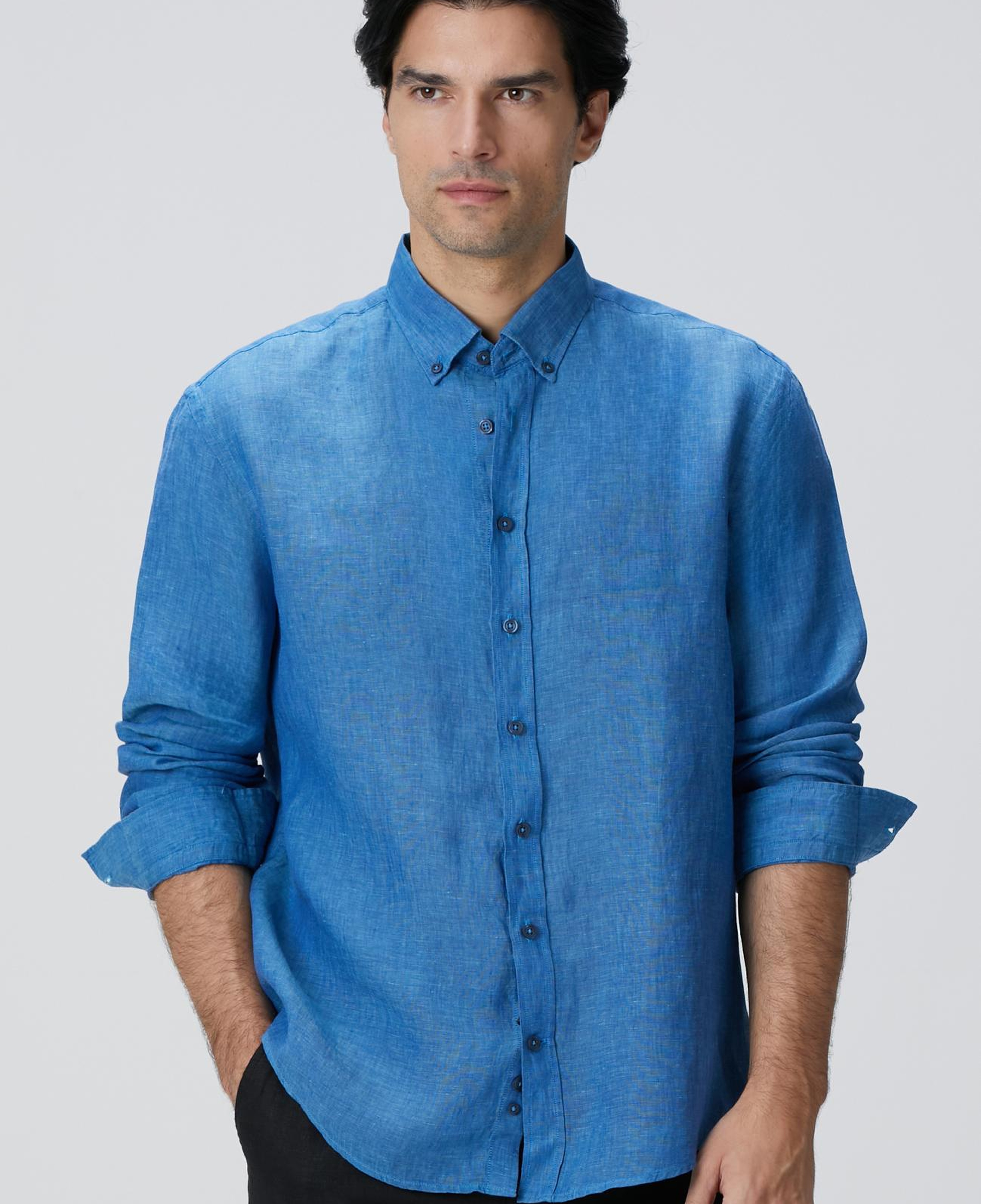 Network Erkek Turkuaz Keten Gömlek