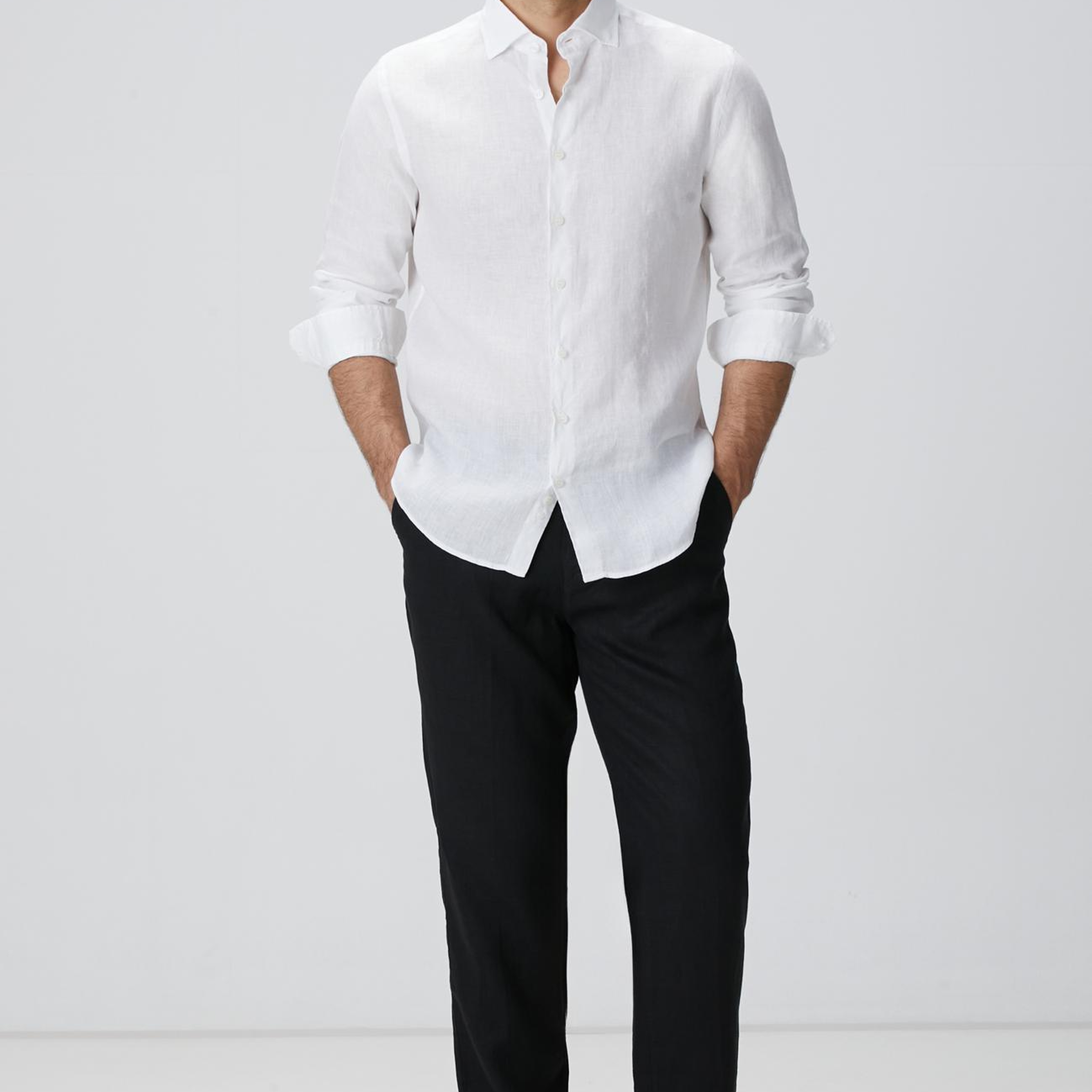 Network Erkek Beyaz Keten Gömlek