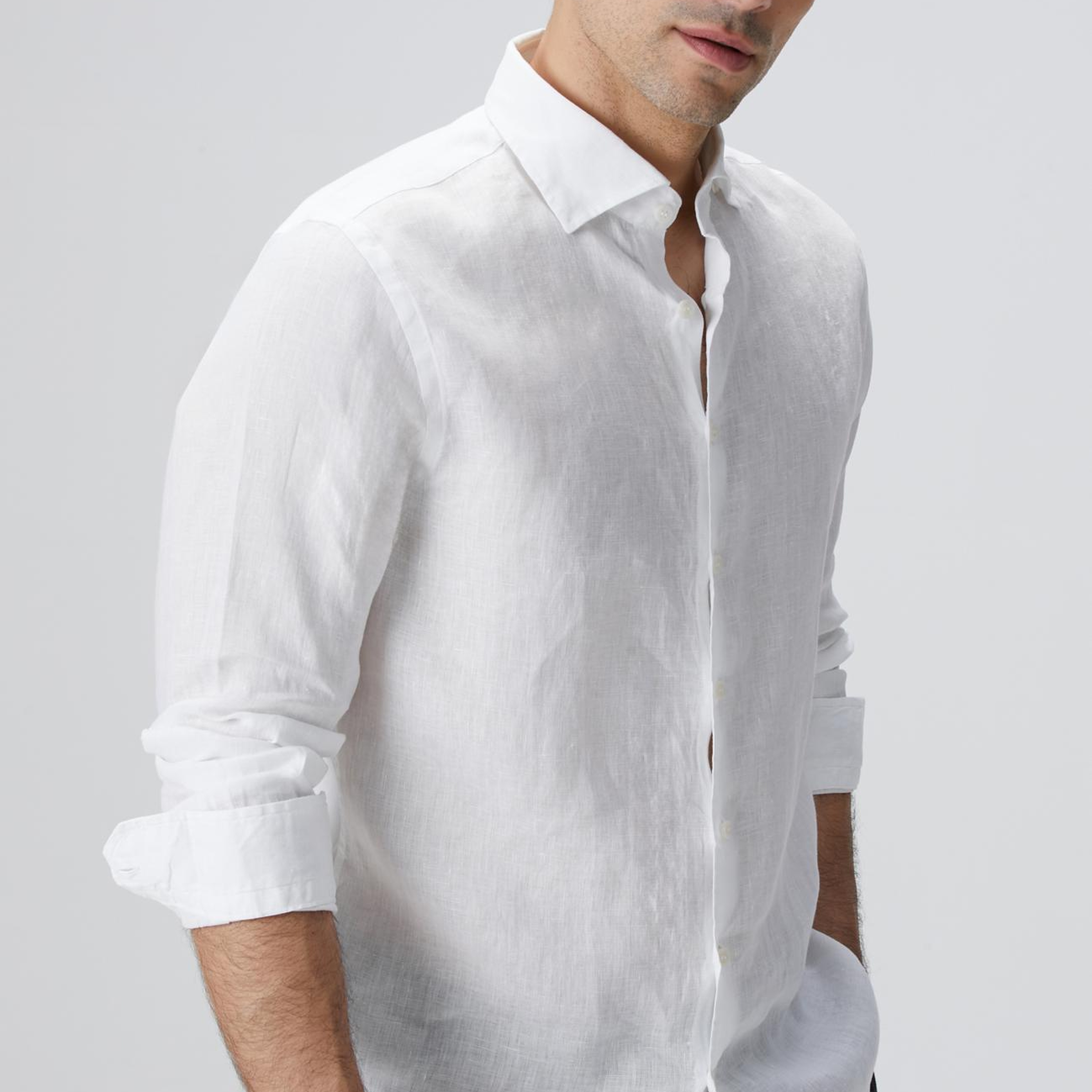 Network Erkek Beyaz Keten Gömlek