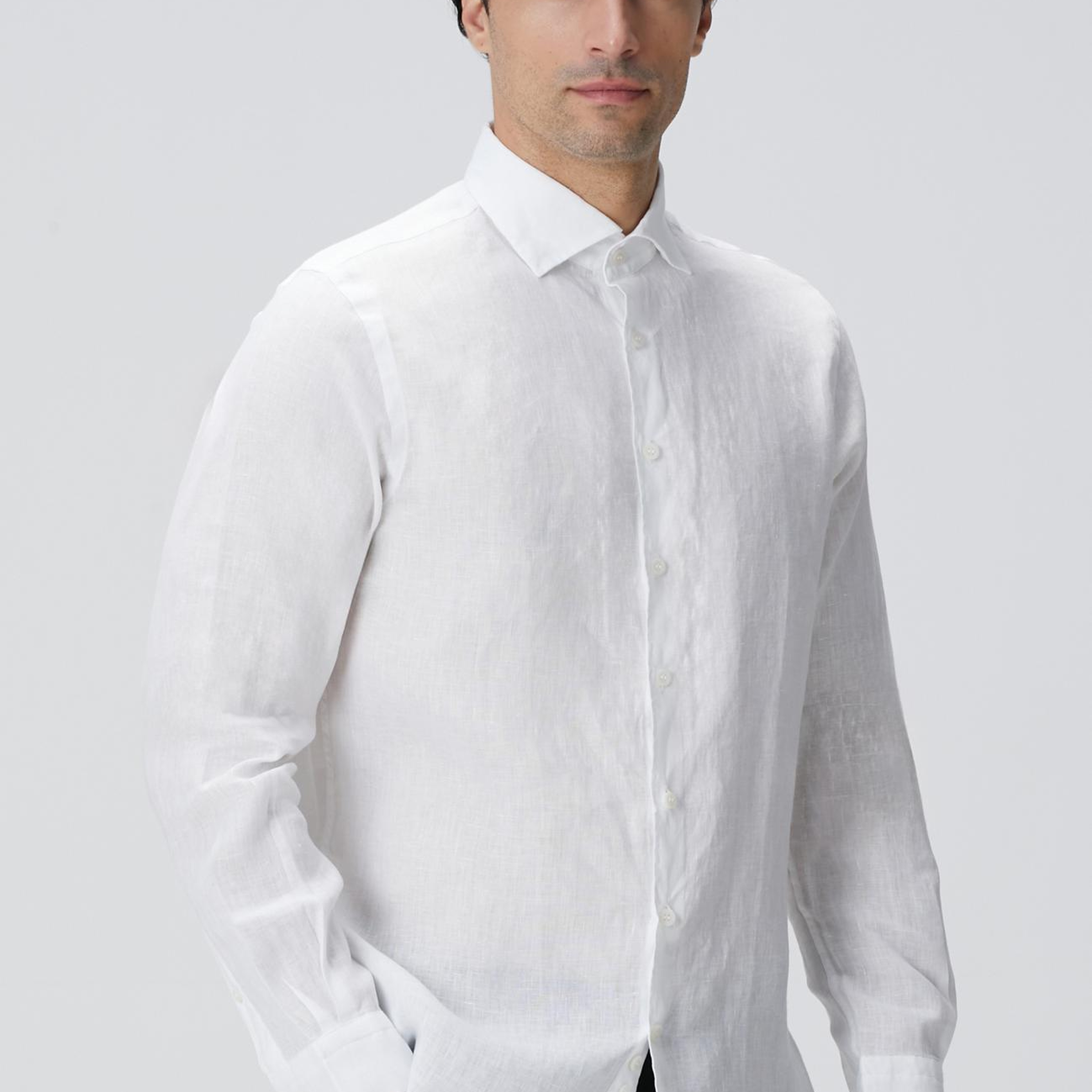 Network Erkek Beyaz Keten Gömlek