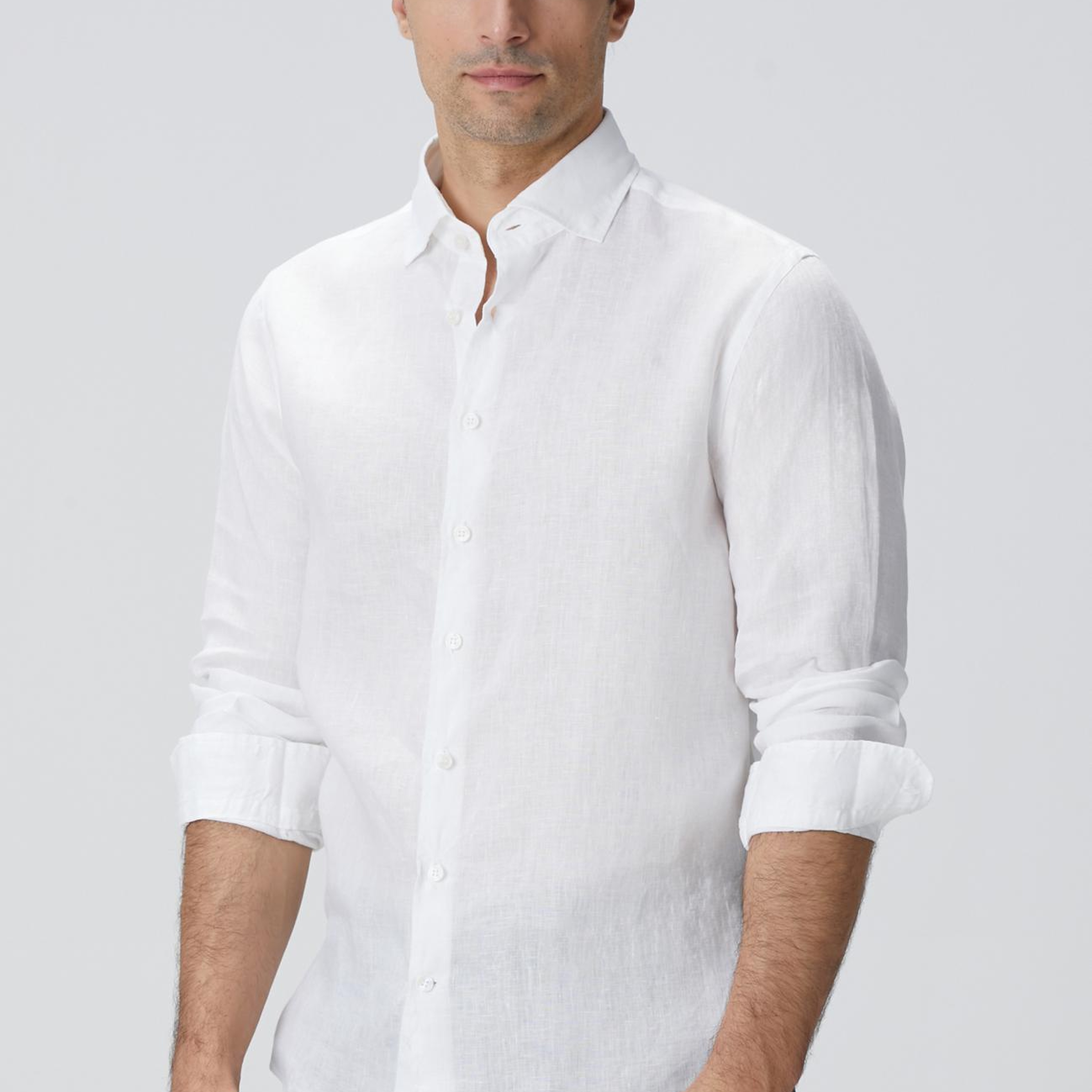 Network Erkek Beyaz Keten Gömlek