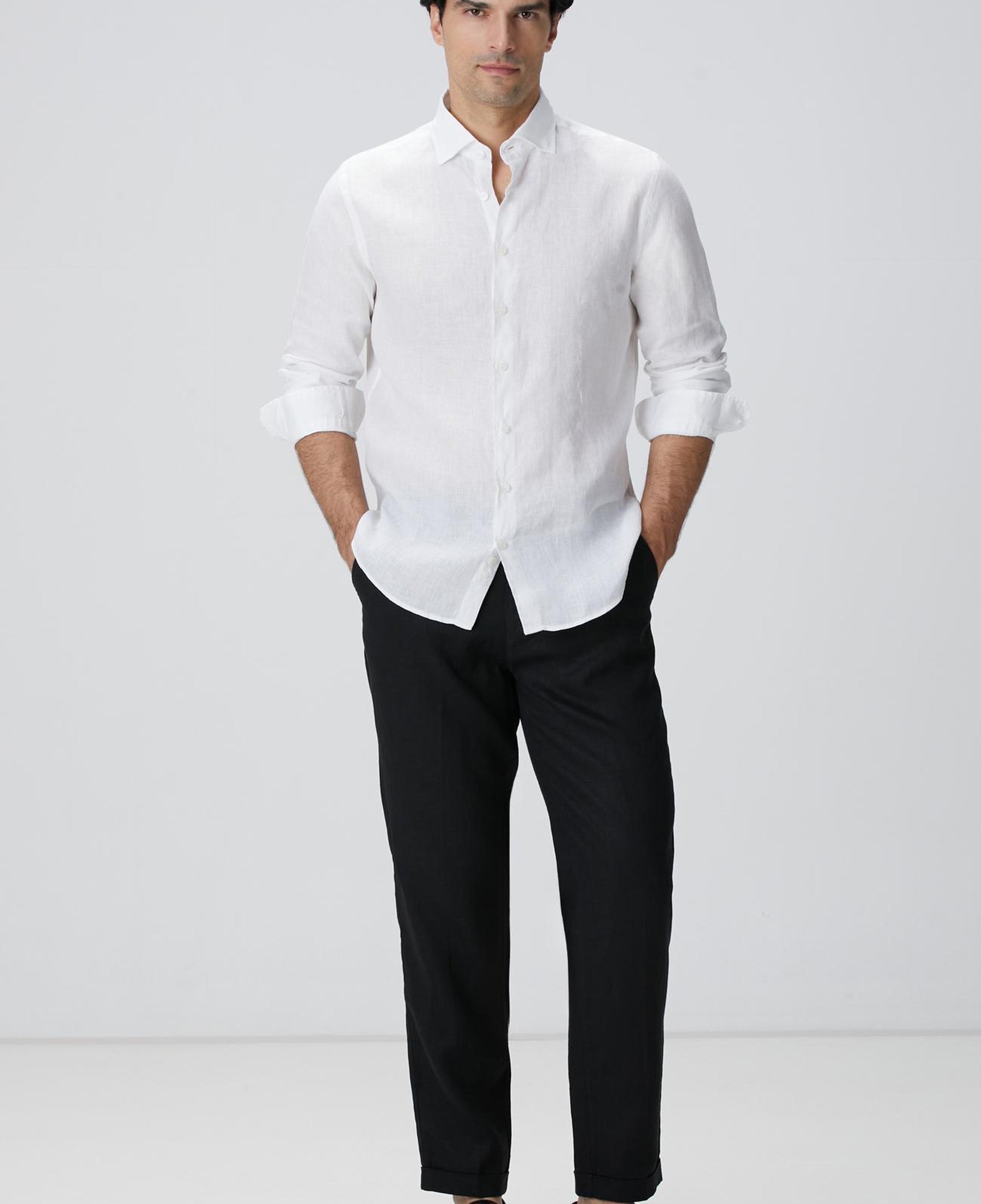 Network Erkek Beyaz Keten Gömlek