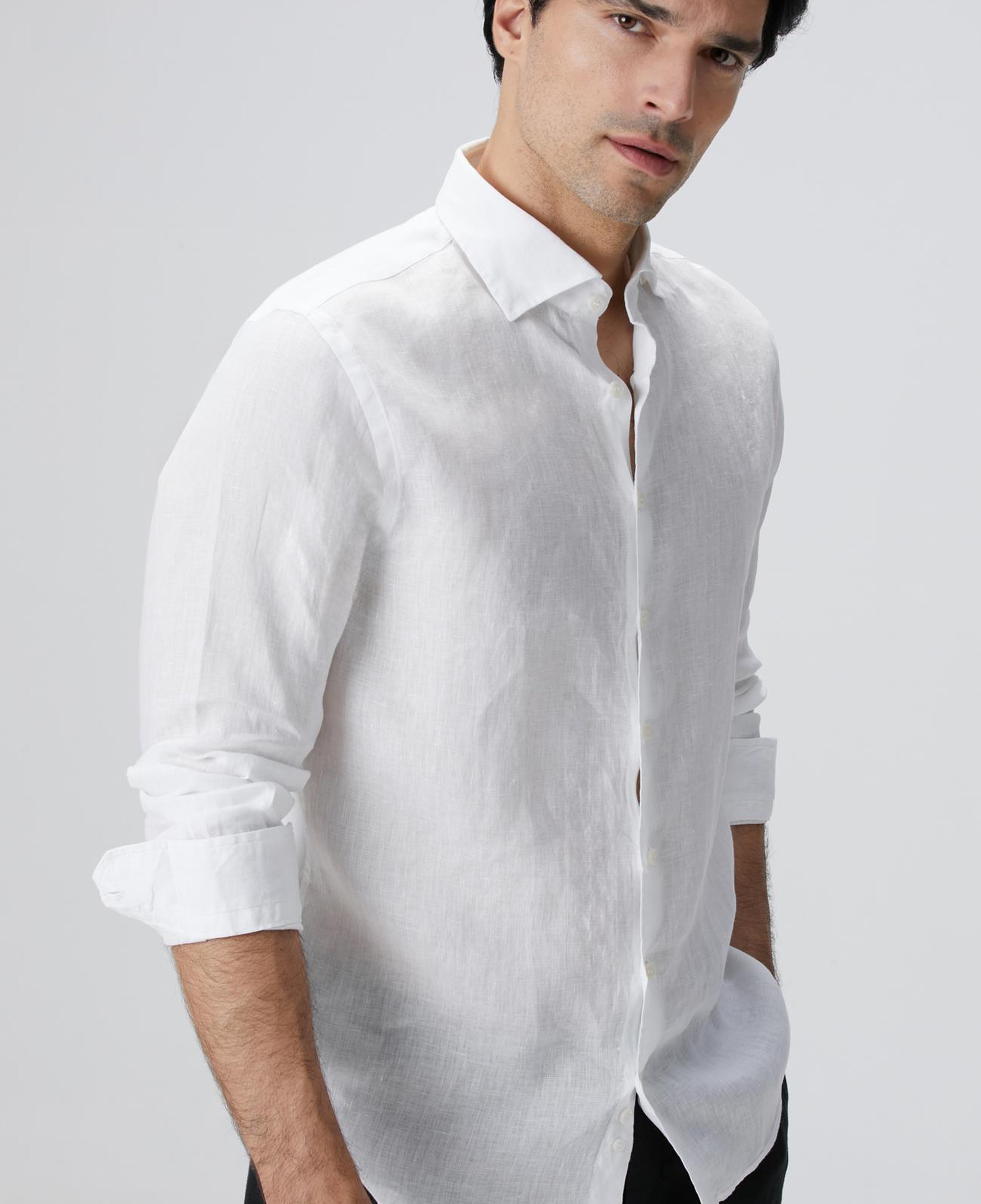Network Erkek Beyaz Keten Gömlek