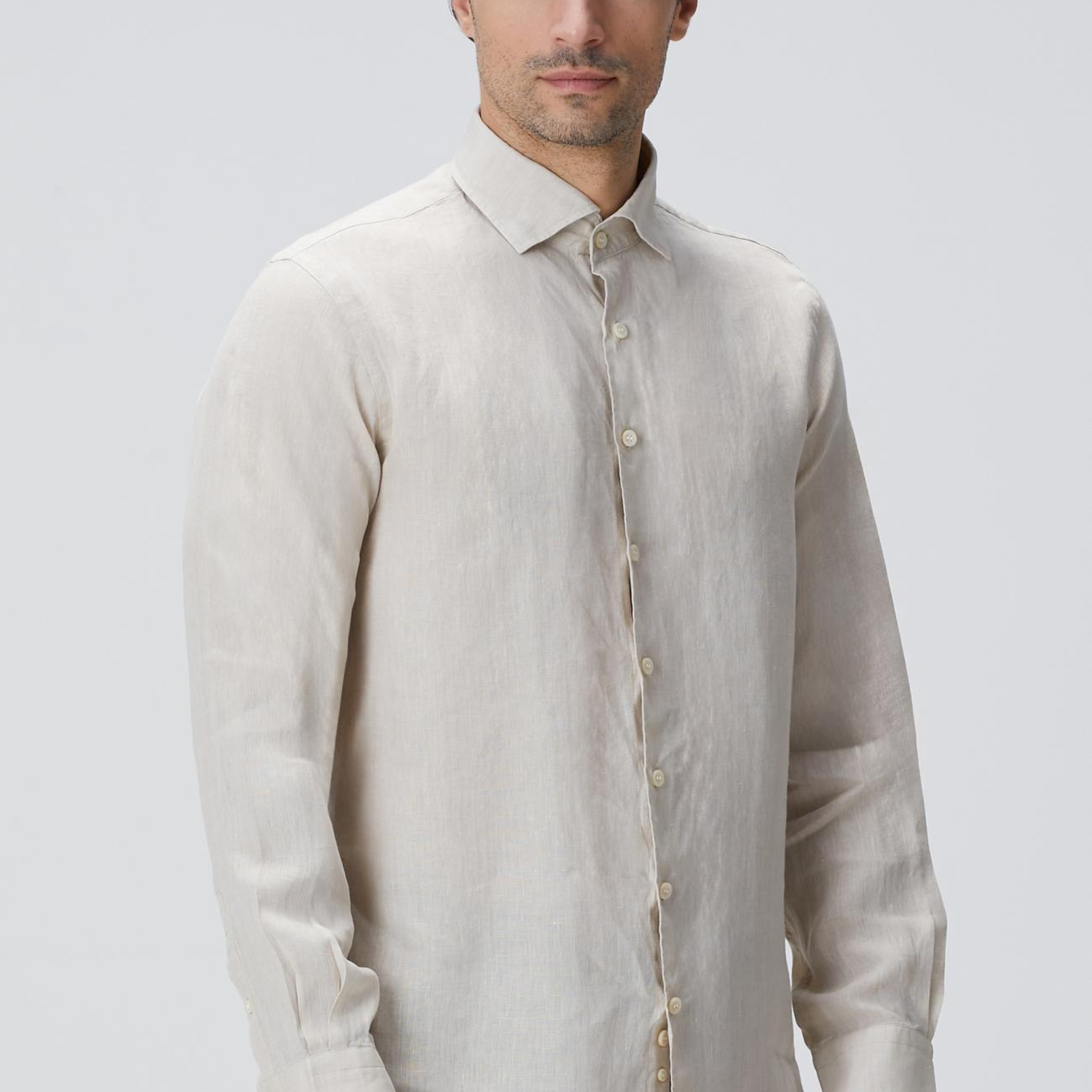 Network Erkek Naturel Keten Gömlek