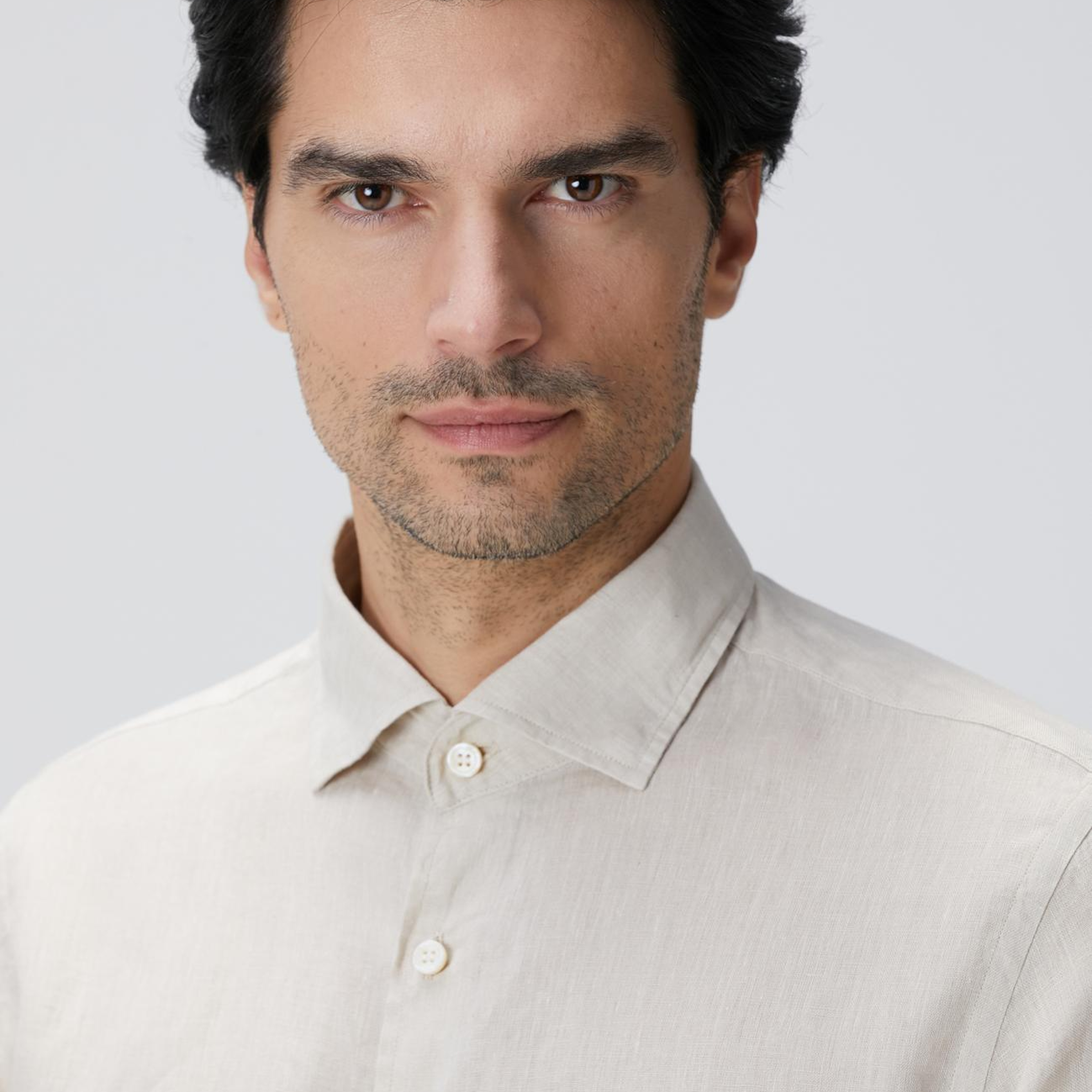 Network Erkek Naturel Keten Gömlek