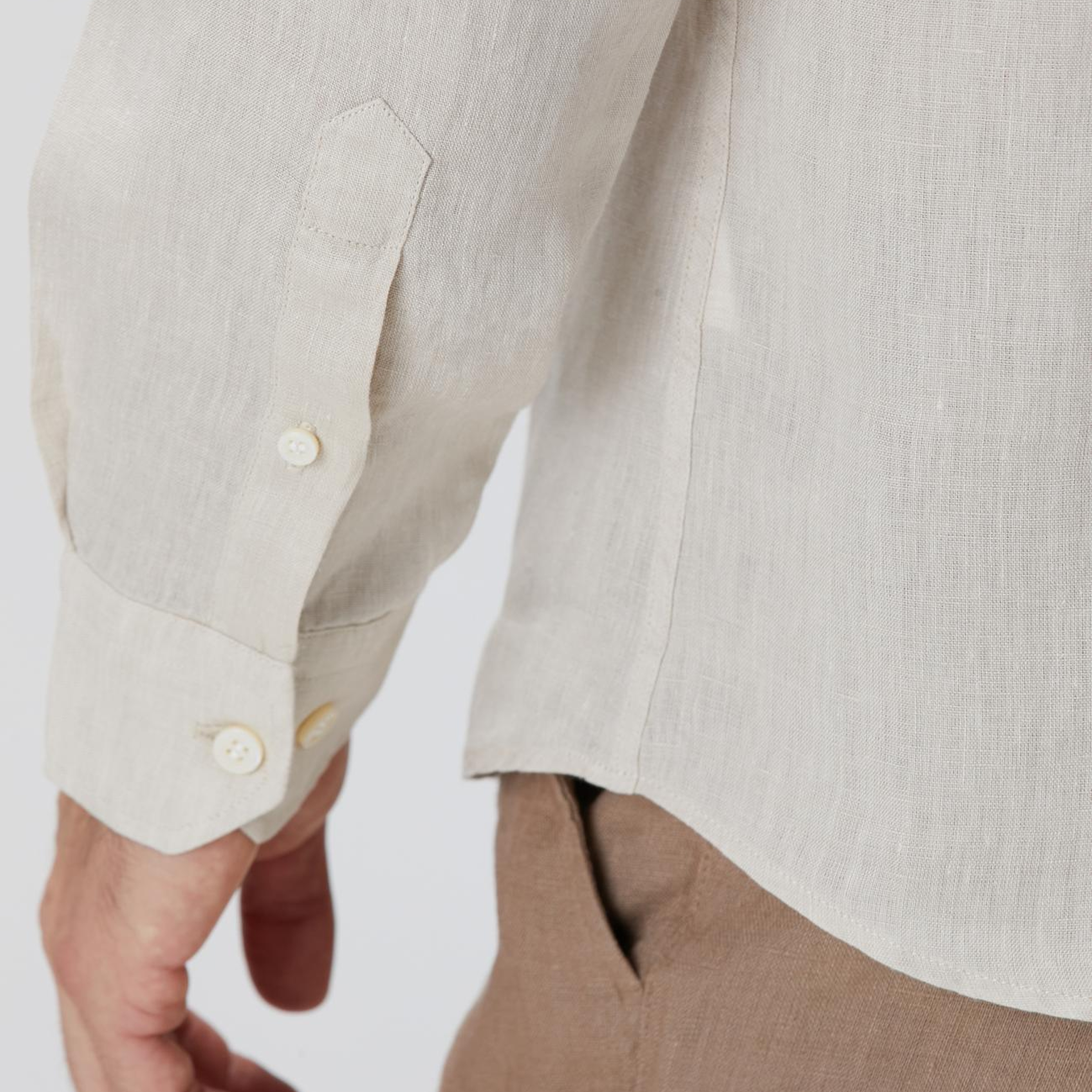 Network Erkek Naturel Keten Gömlek