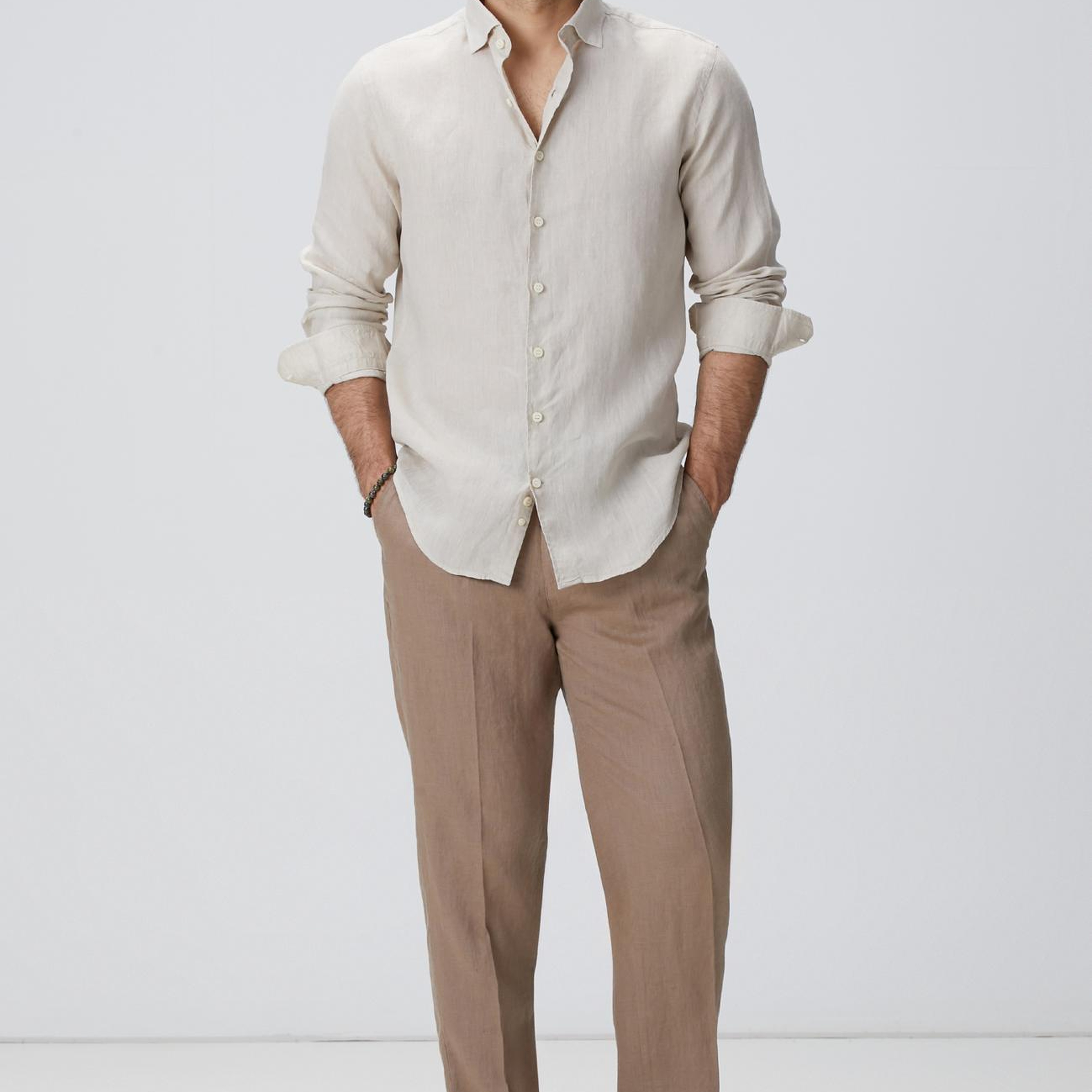 Network Erkek Naturel Keten Gömlek