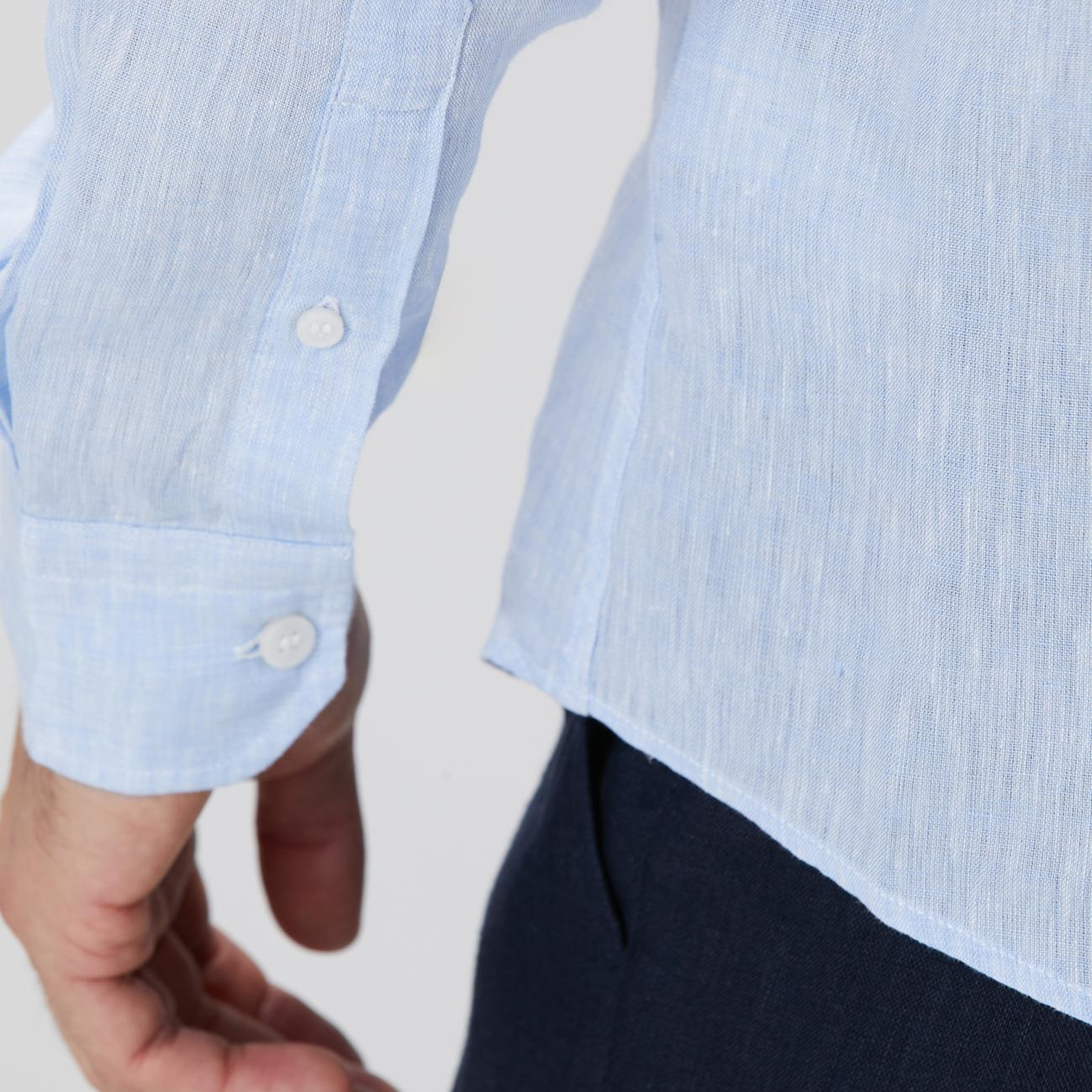 Network Erkek Açık Mavi Keten Gömlek