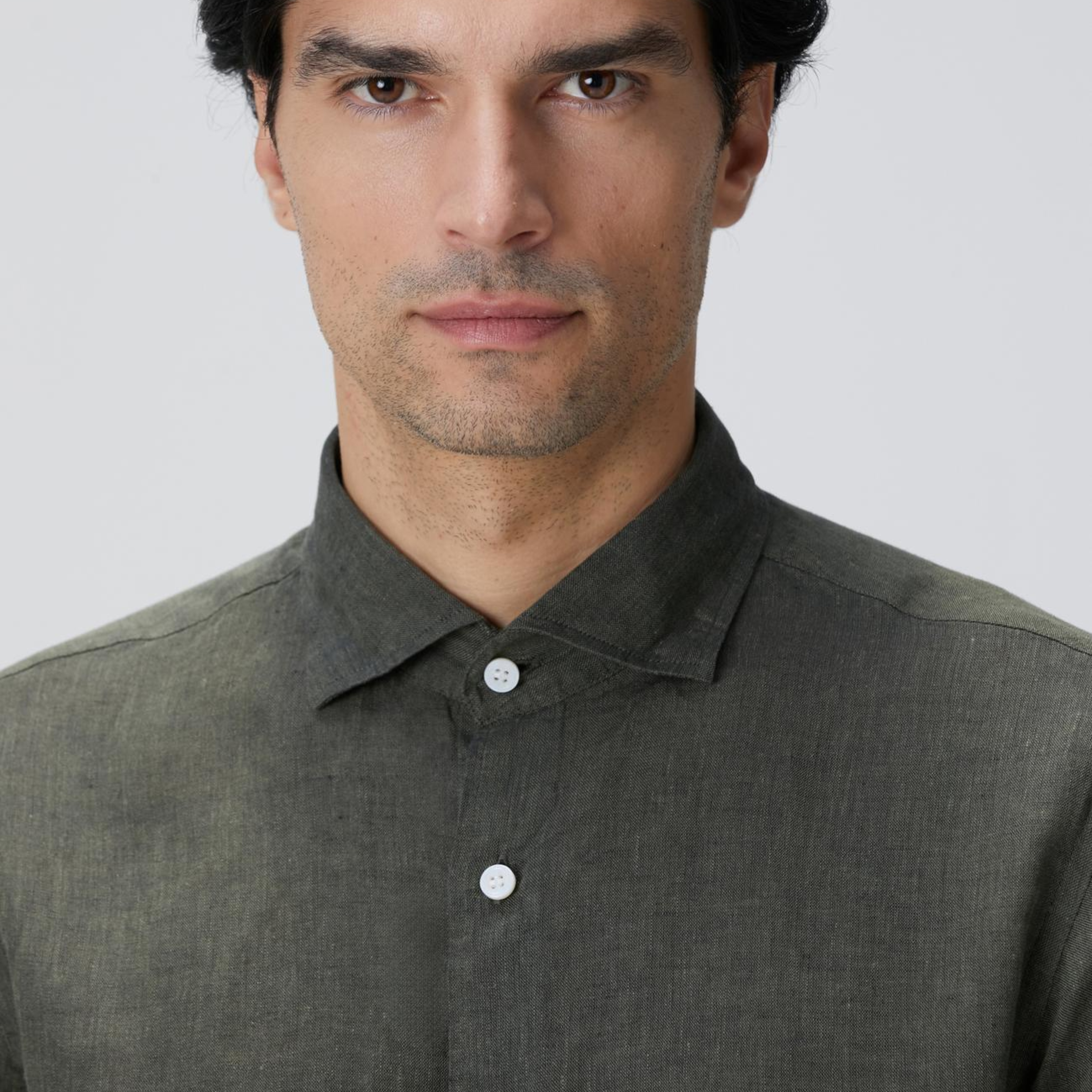 Network Erkek Haki Keten Gömlek