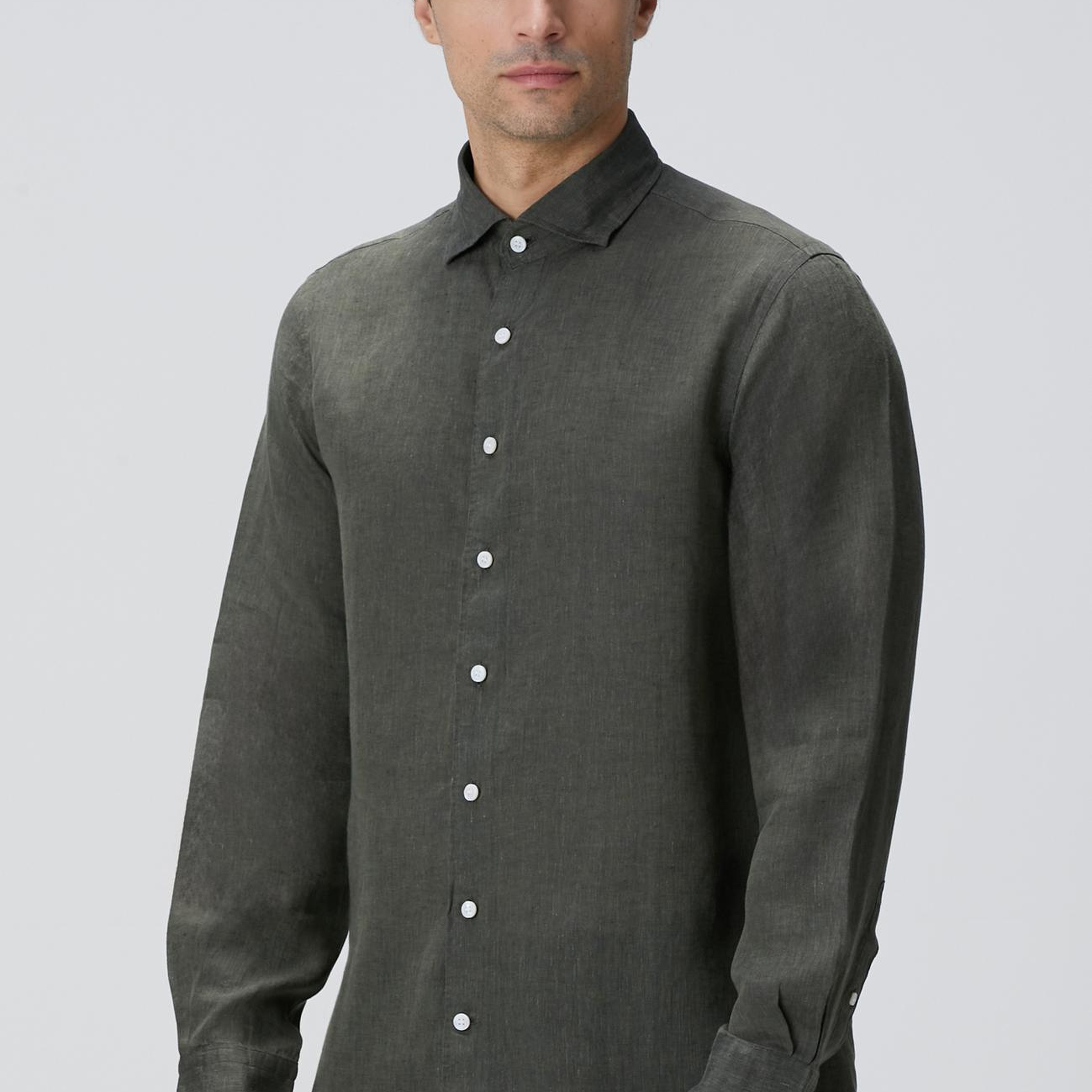 Network Erkek Haki Keten Gömlek