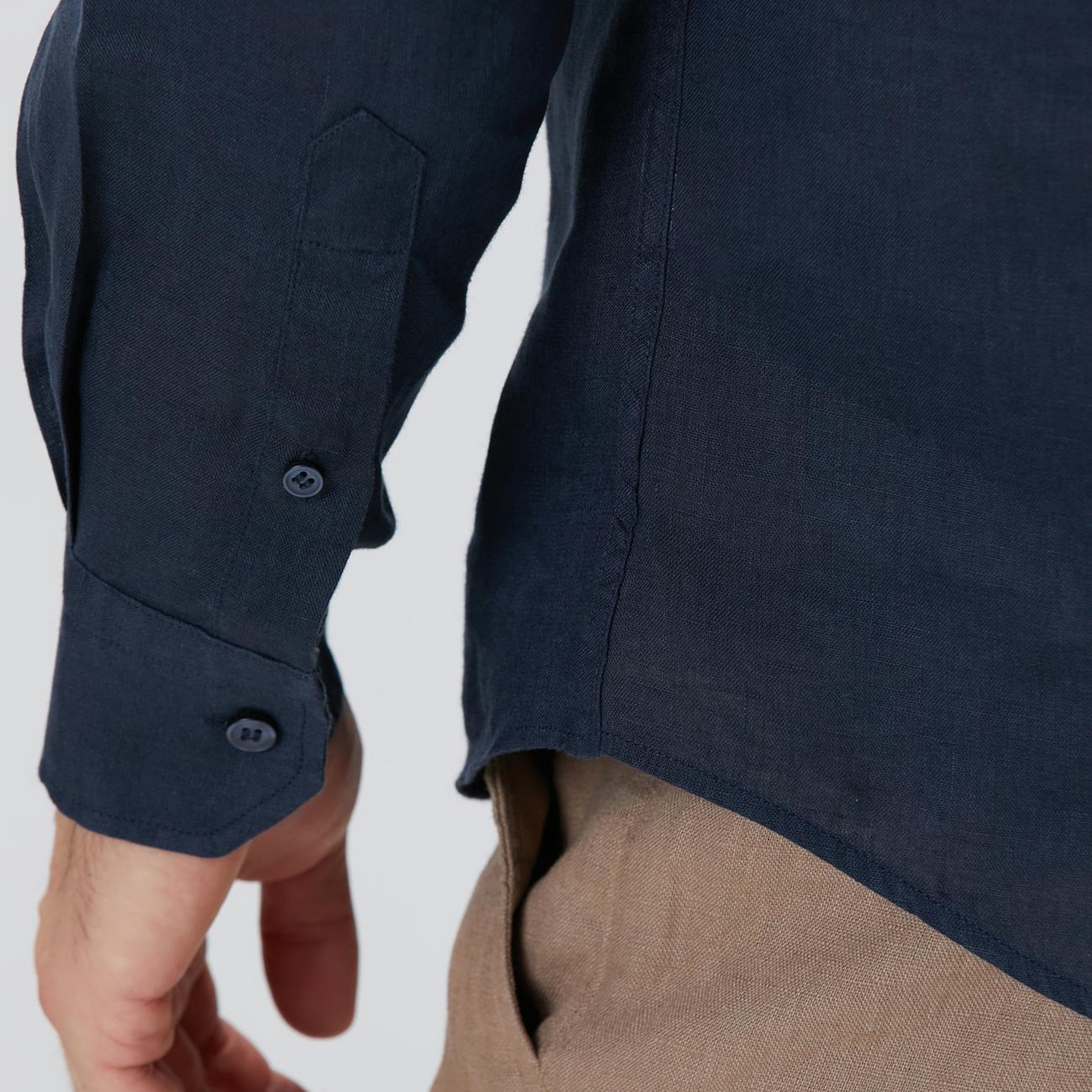 Network Erkek Lacivert Keten Gömlek