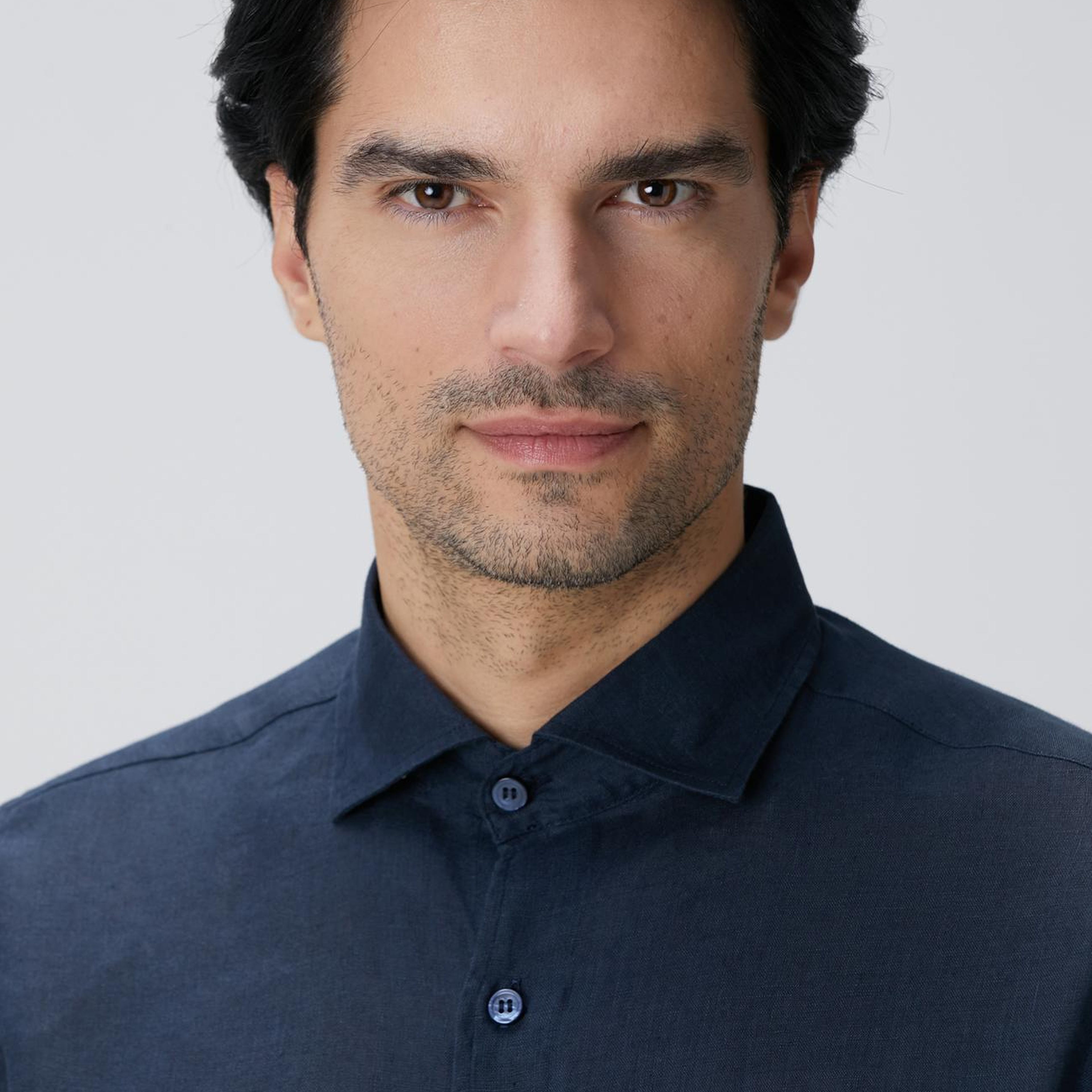 Network Erkek Lacivert Keten Gömlek