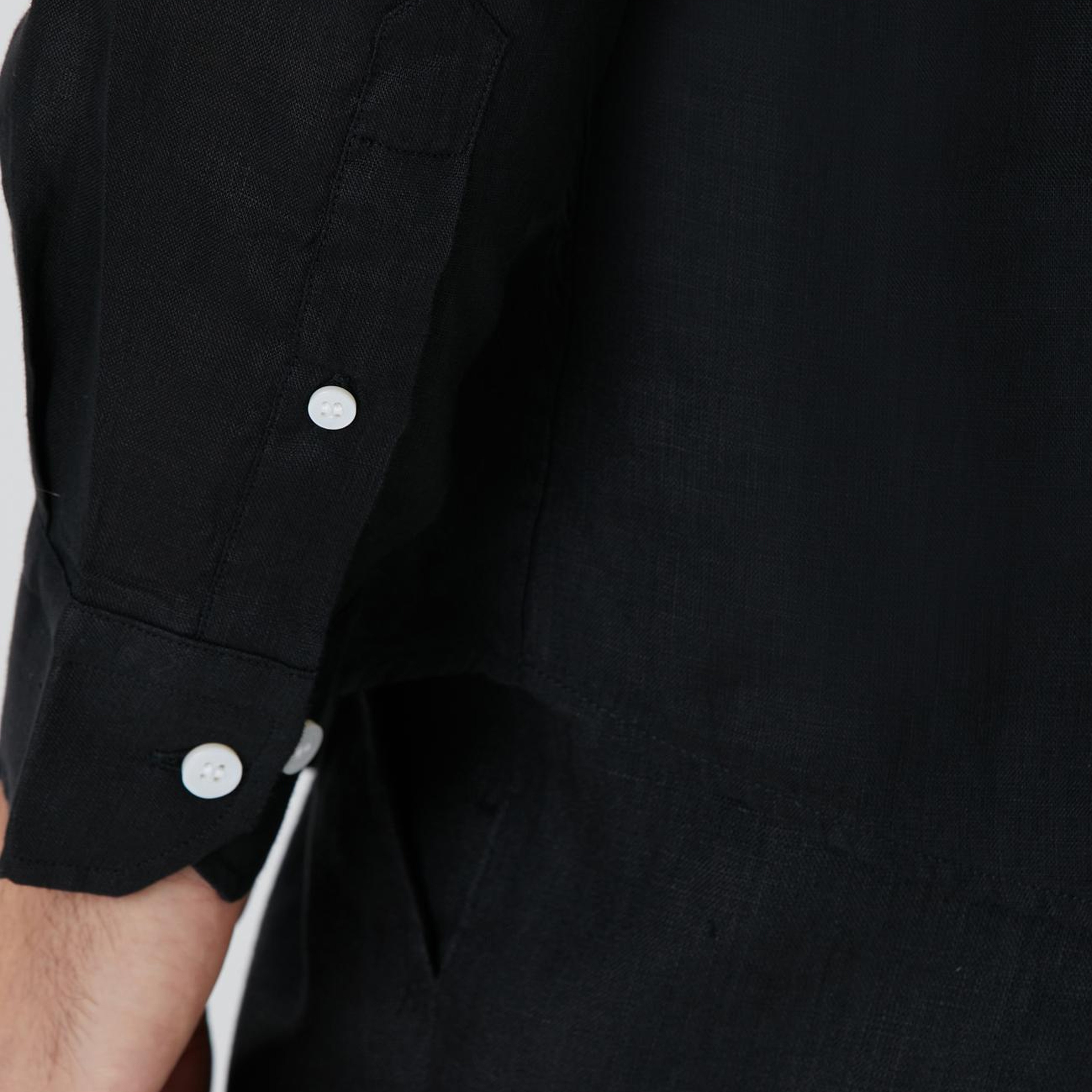 Network Erkek Siyah Keten Gömlek