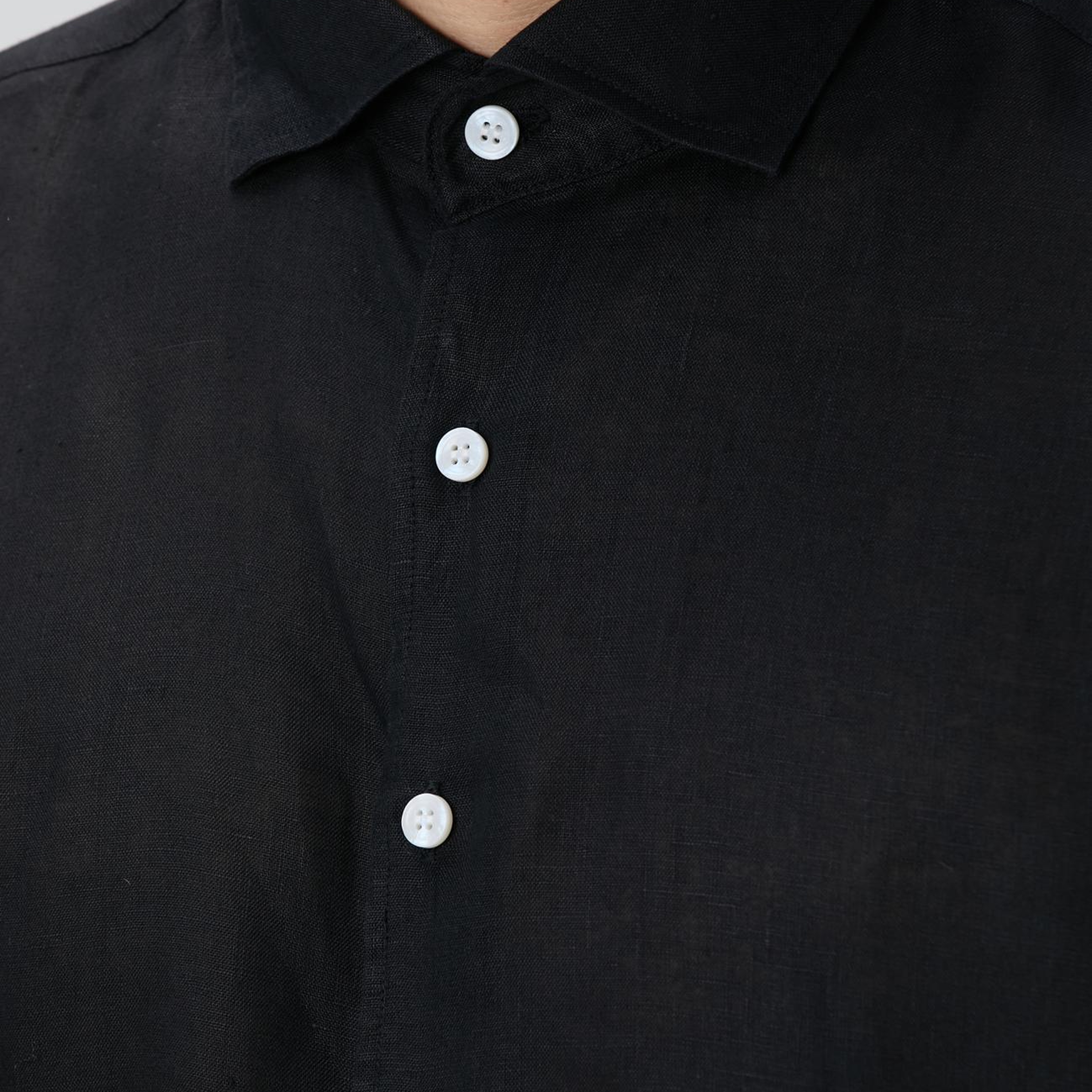 Network Erkek Siyah Keten Gömlek