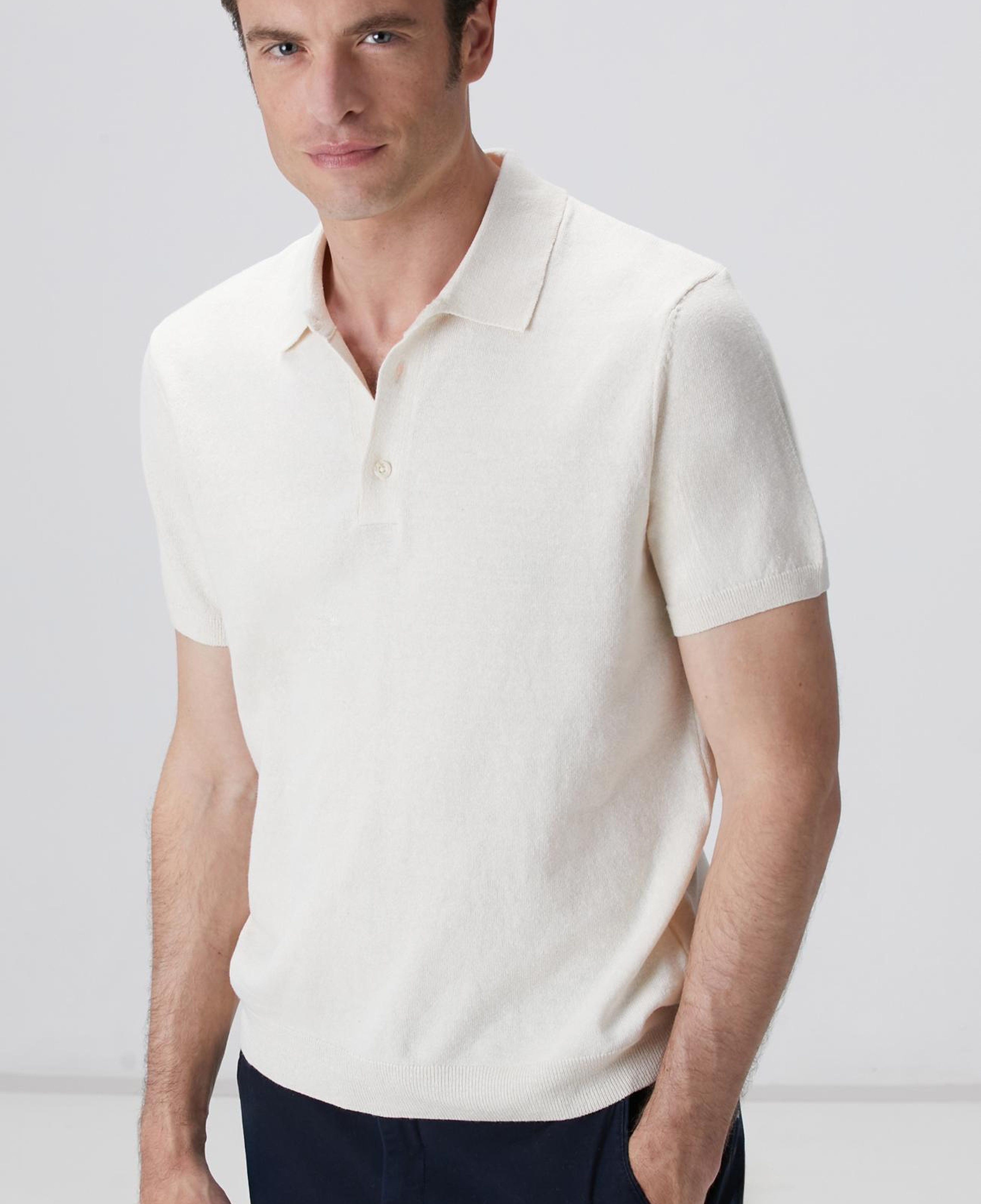 Network Erkek Kırık Beyaz Keten Karışımlı Kazak