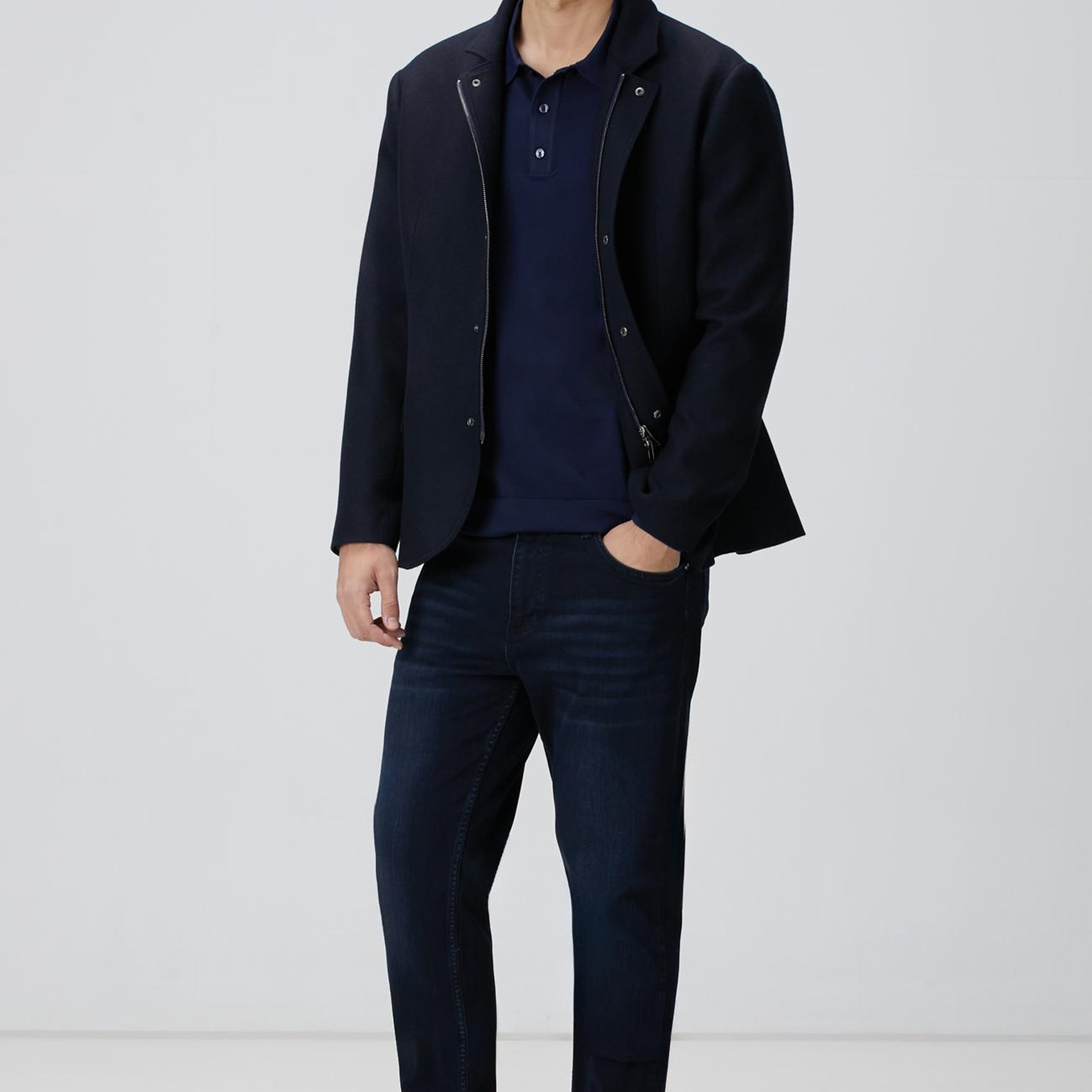 Network Erkek Lacivert Polo Yaka Triko Kazak