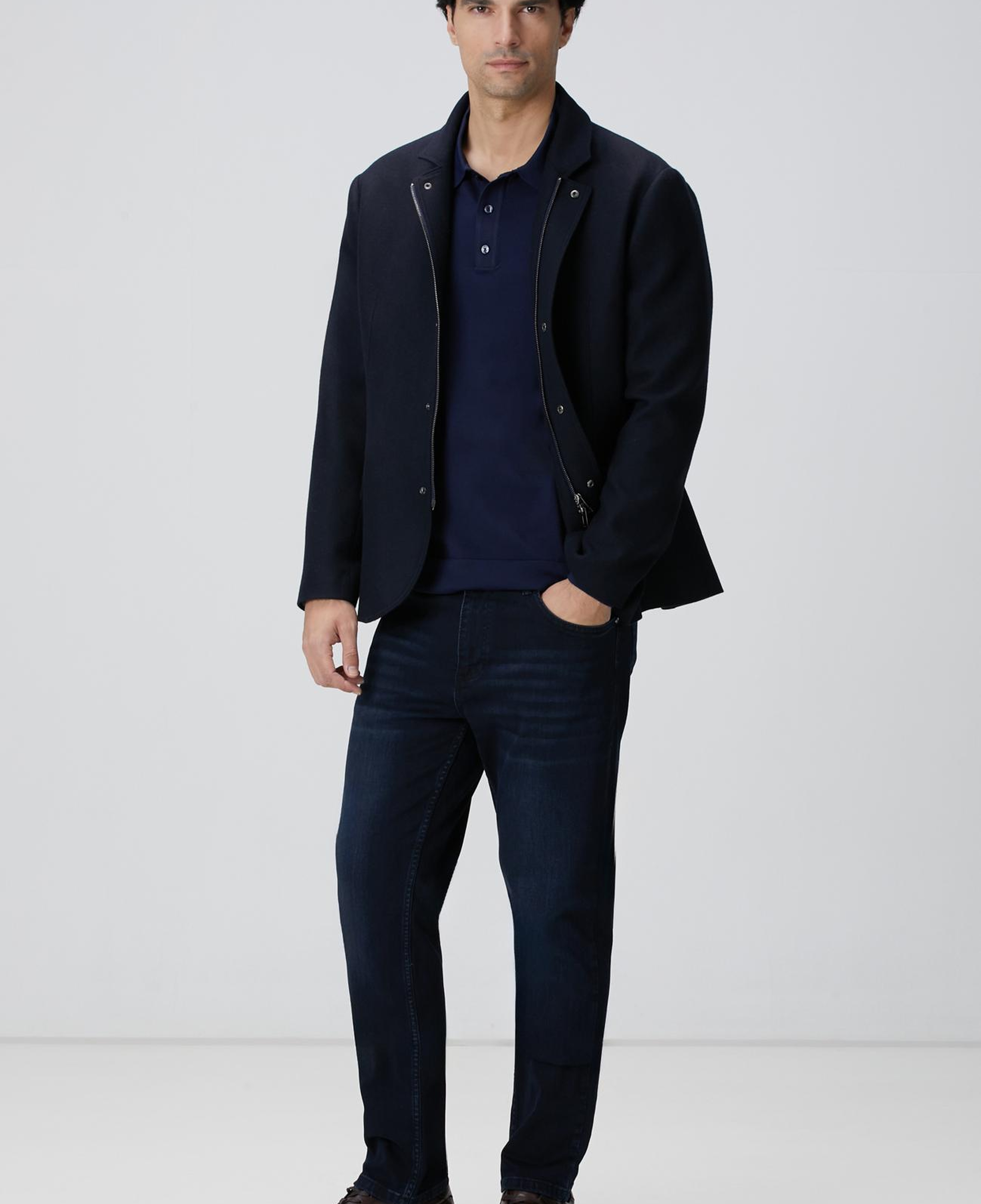 Network Erkek Lacivert Polo Yaka Triko Kazak