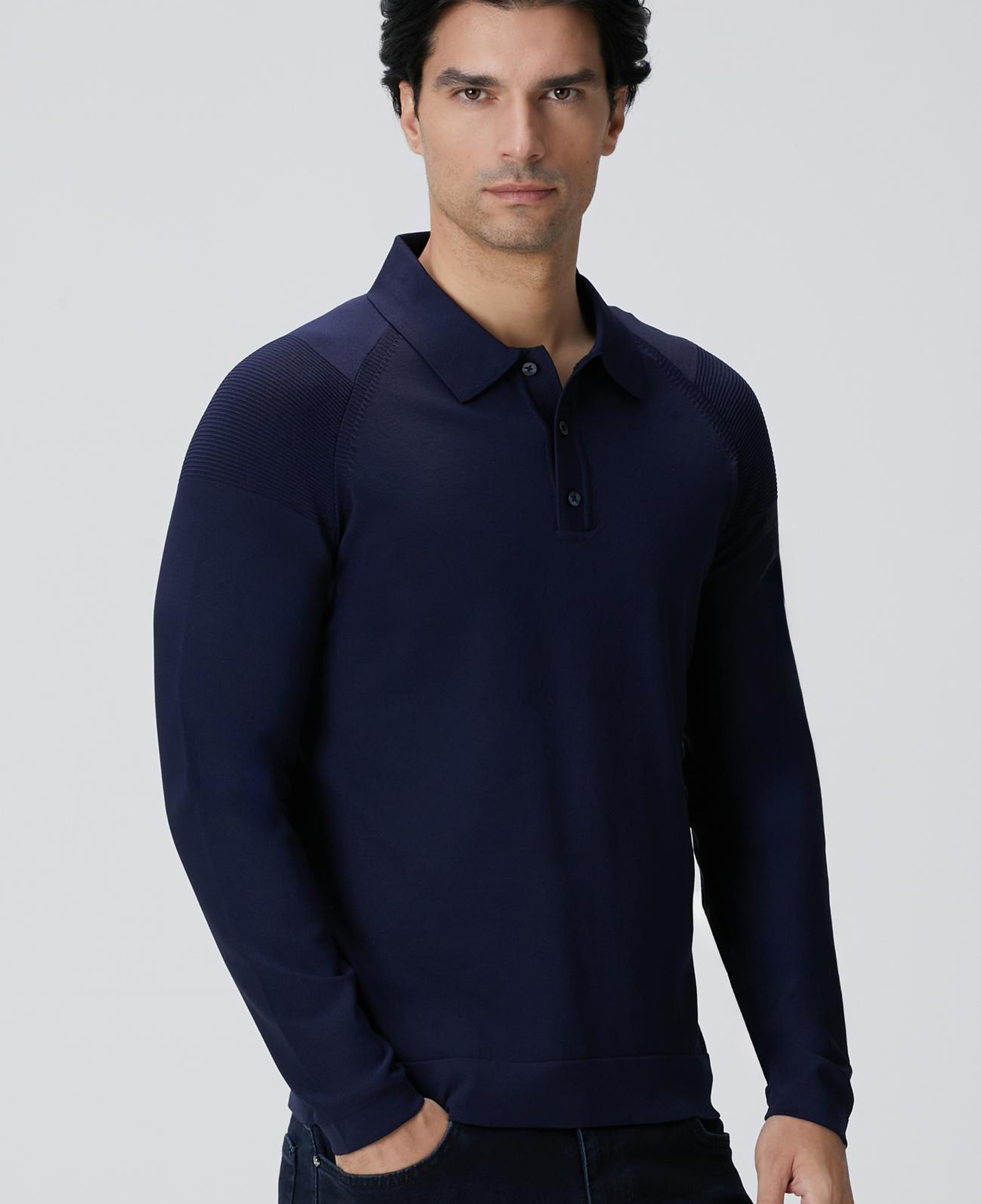 Network Erkek Lacivert Polo Yaka Triko Kazak