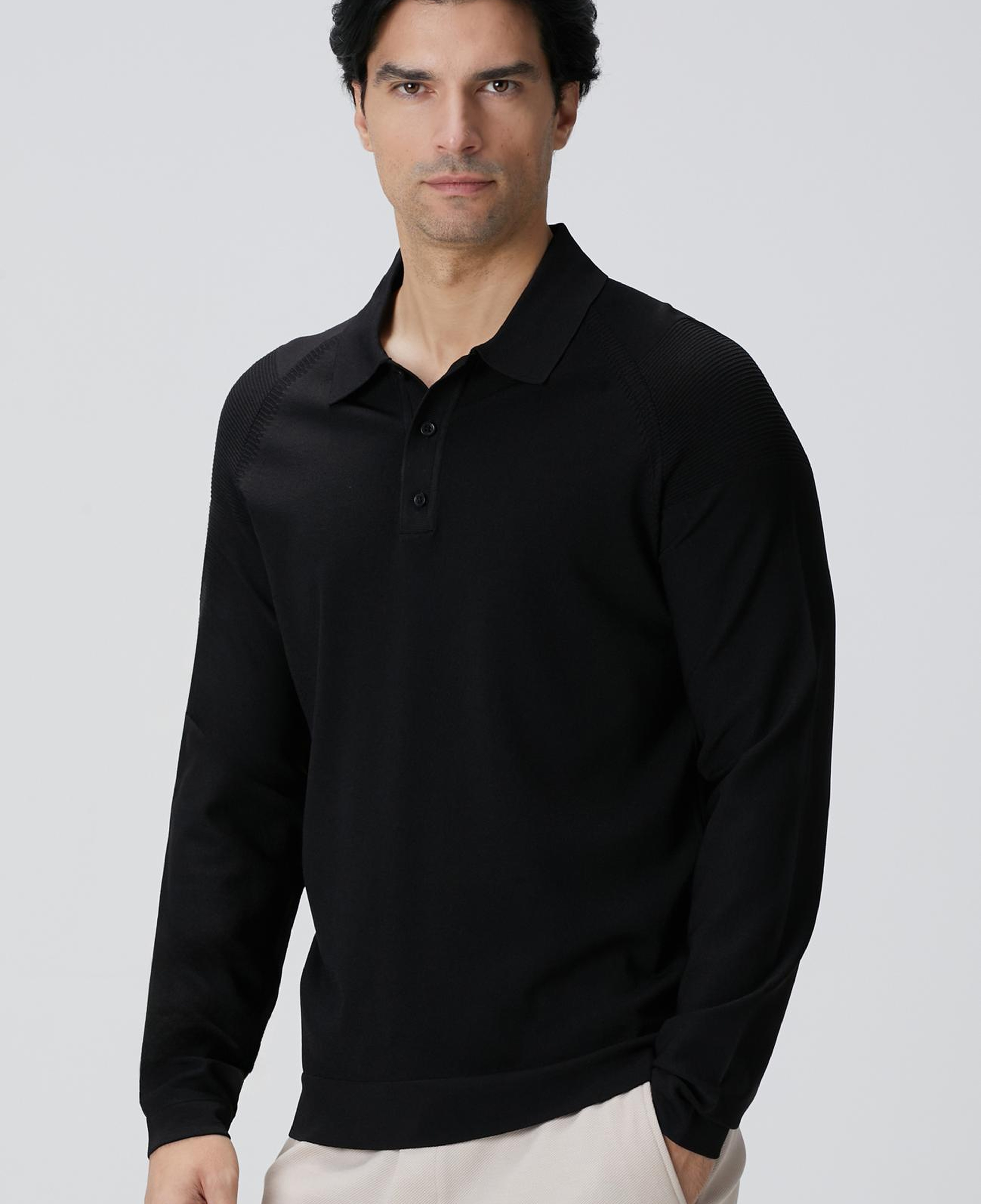 Network Erkek Siyah Polo Yaka Triko Kazak