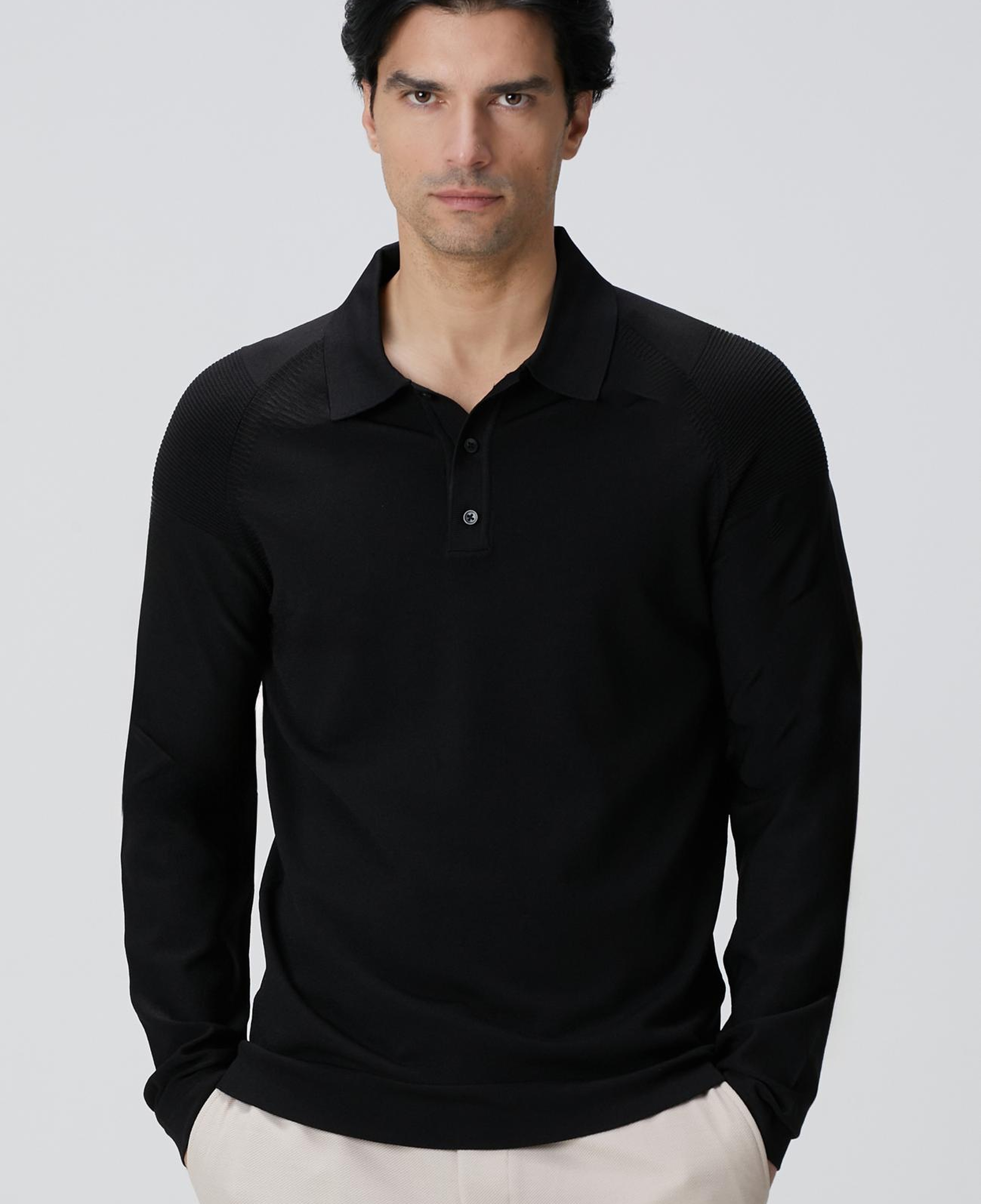 Network Erkek Siyah Polo Yaka Triko Kazak