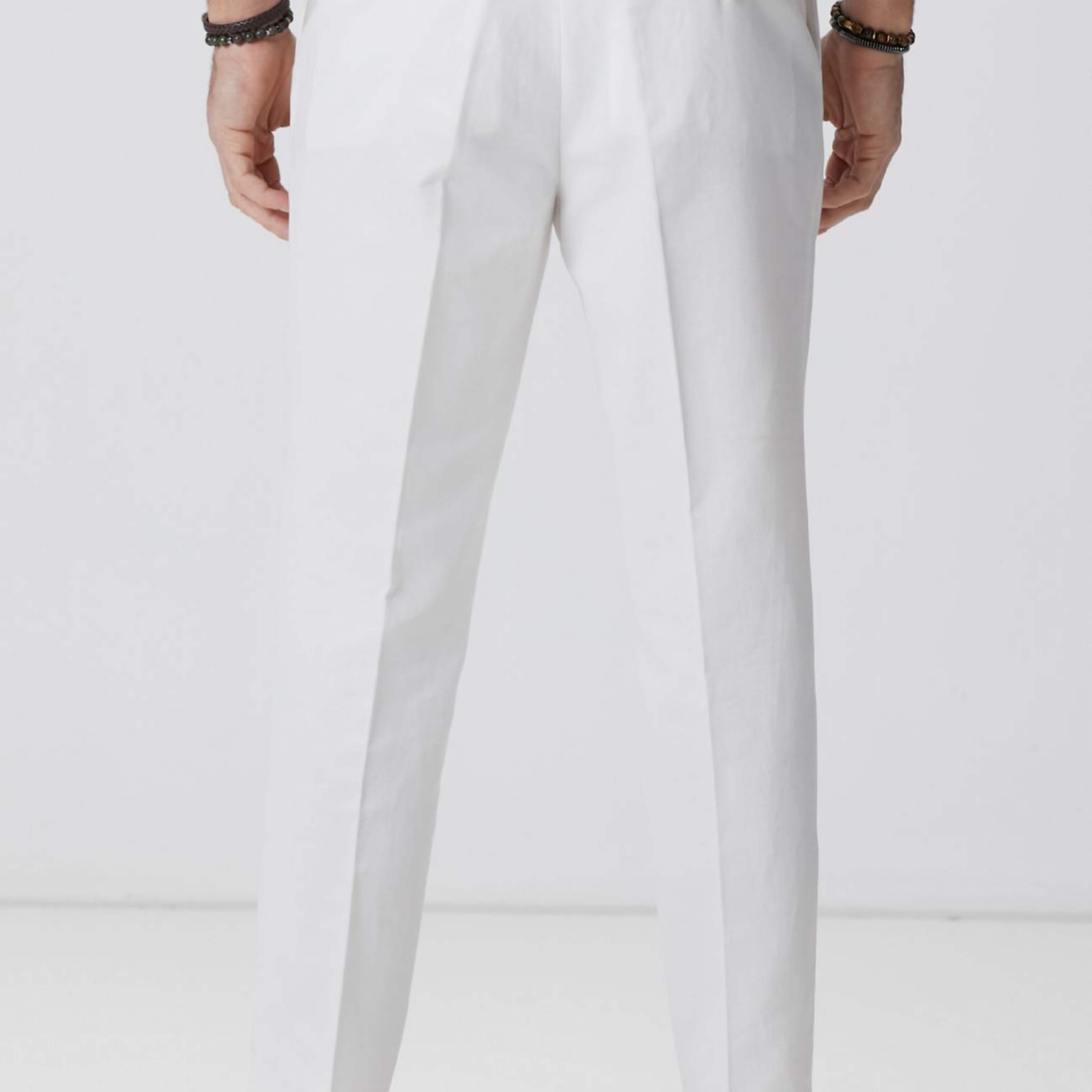 Network Erkek Kırık Beyaz Keten Karışımlı Pantolon