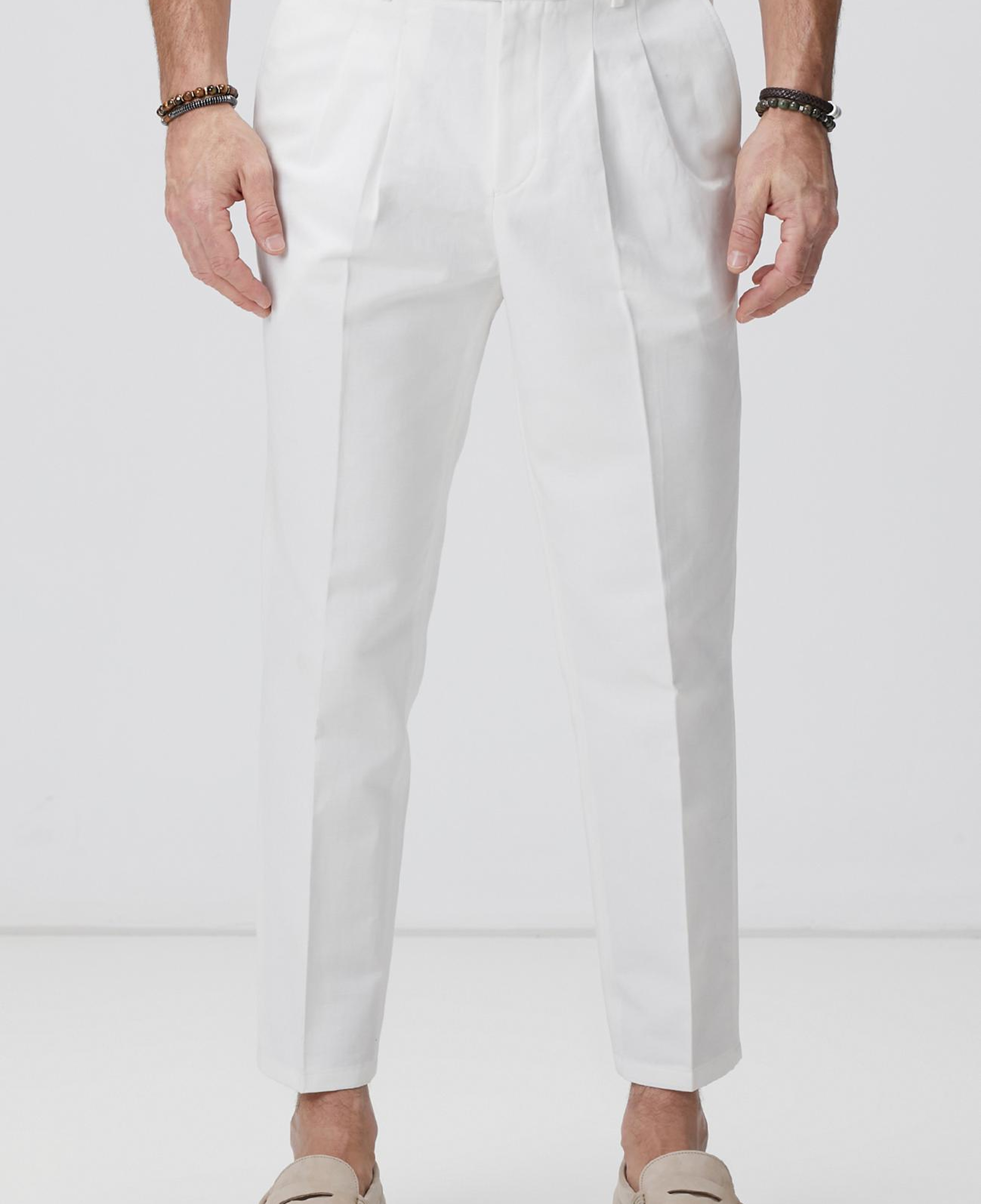 Network Erkek Kırık Beyaz Keten Karışımlı Pantolon