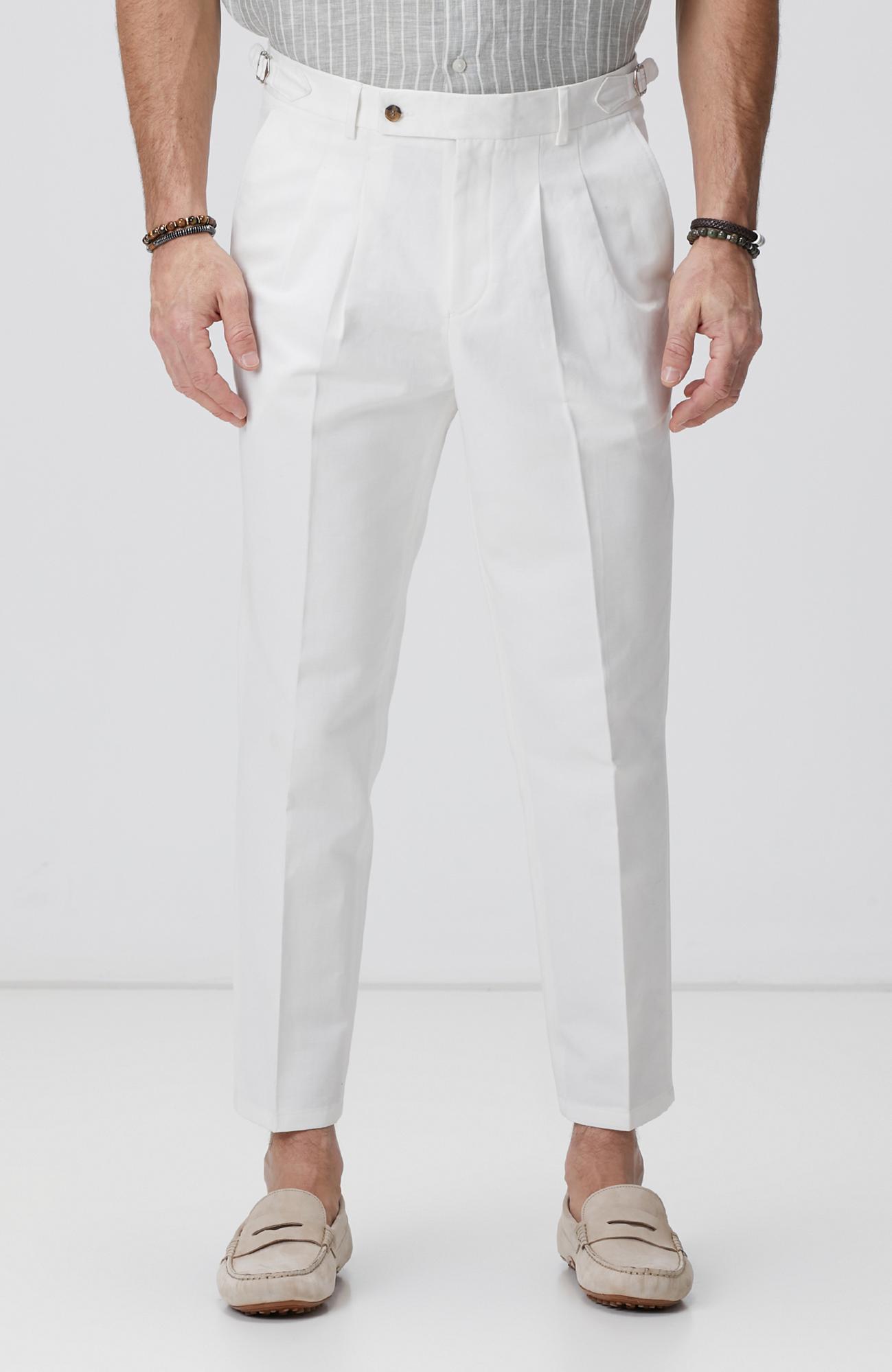 Network Erkek Kırık Beyaz Keten Karışımlı Pantolon