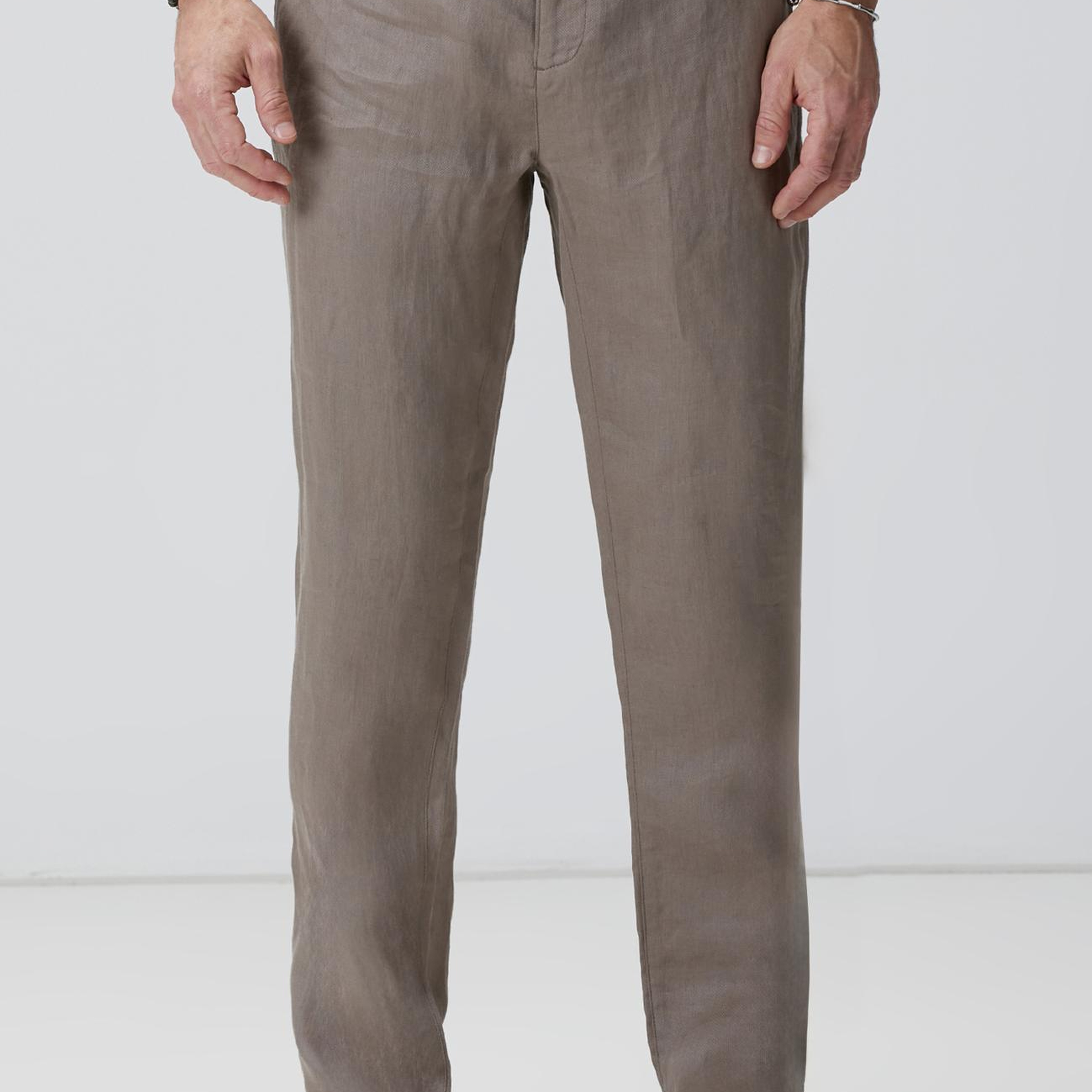 Network Erkek Bej Keten Pantolon