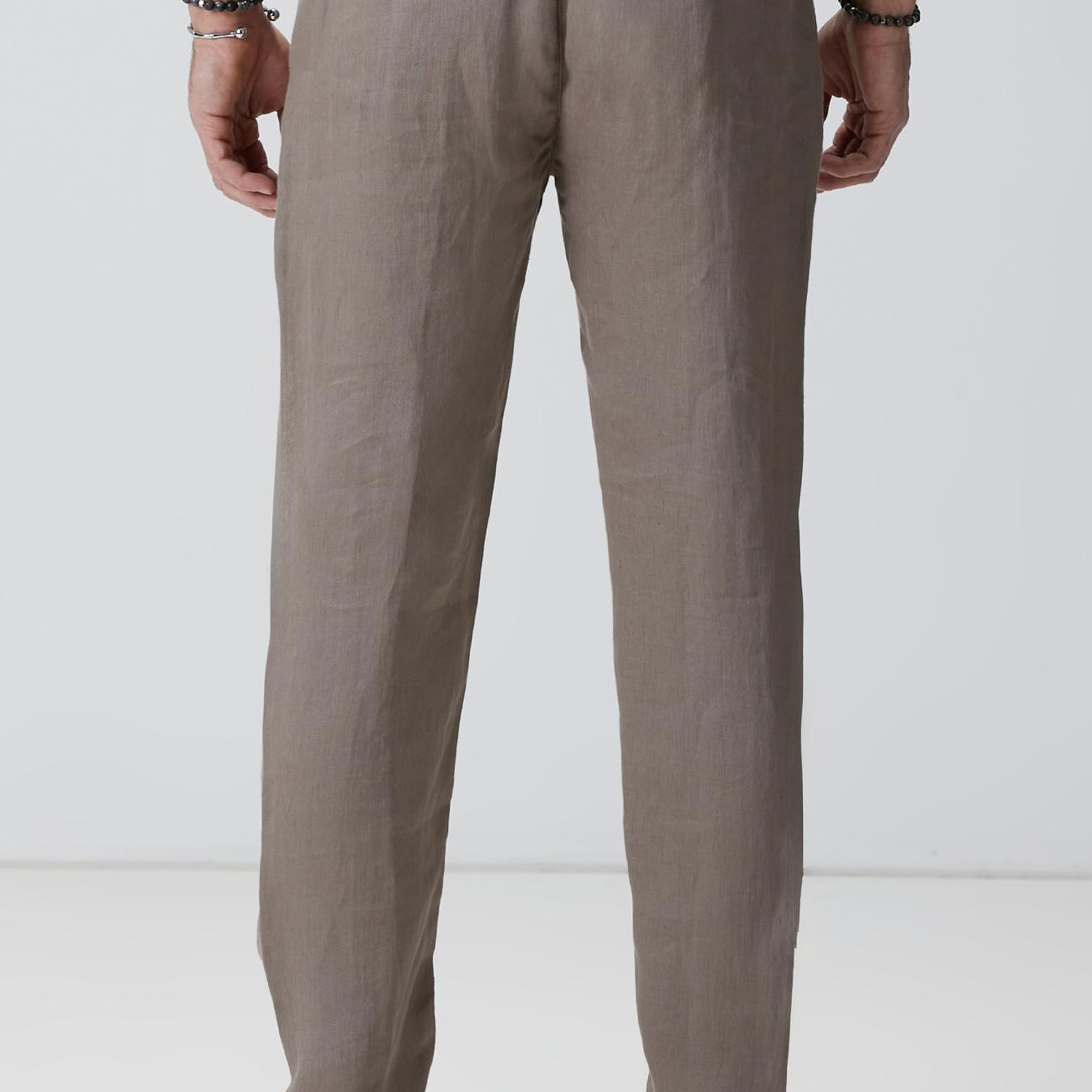 Network Erkek Bej Keten Pantolon