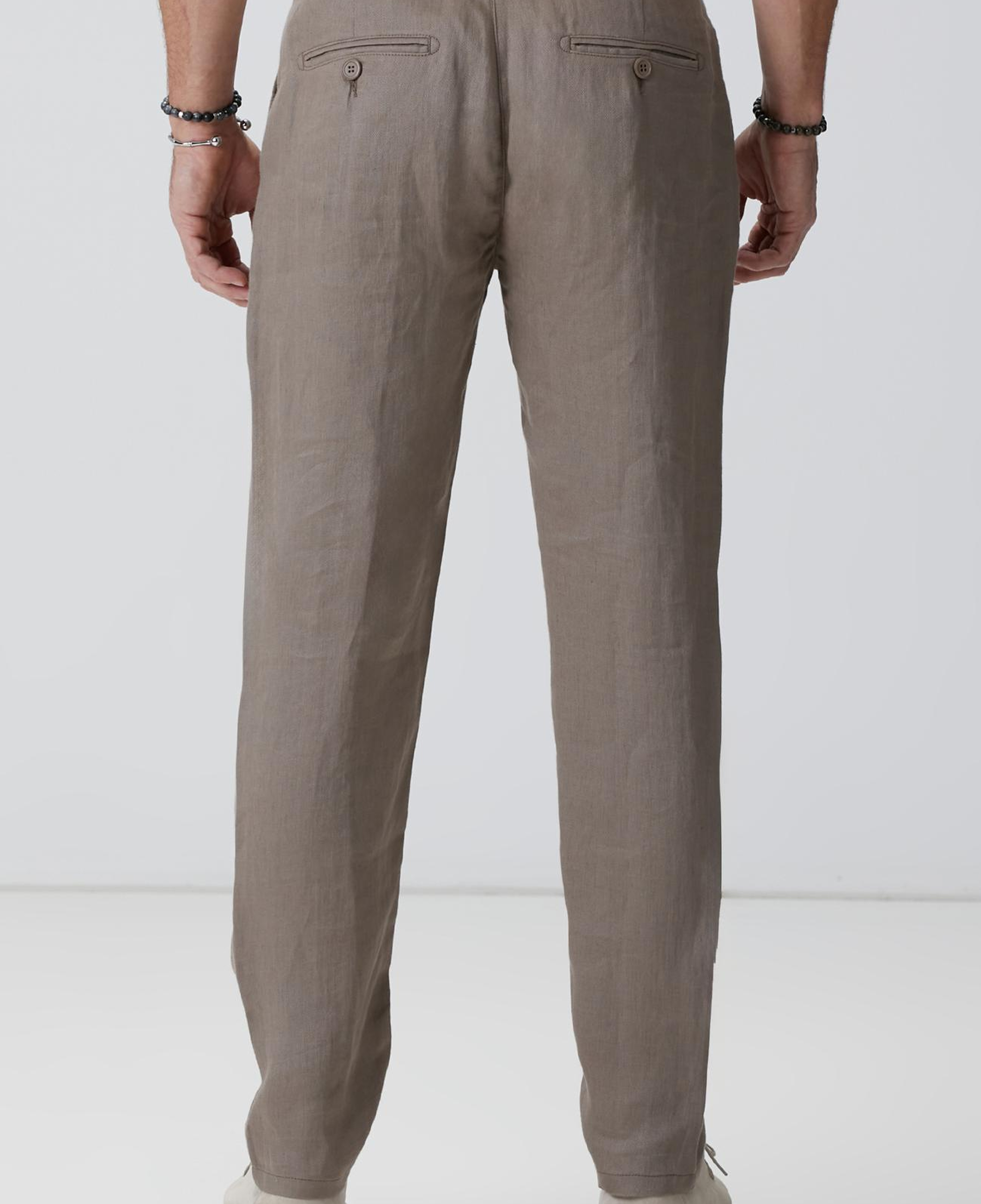 Network Erkek Bej Keten Pantolon