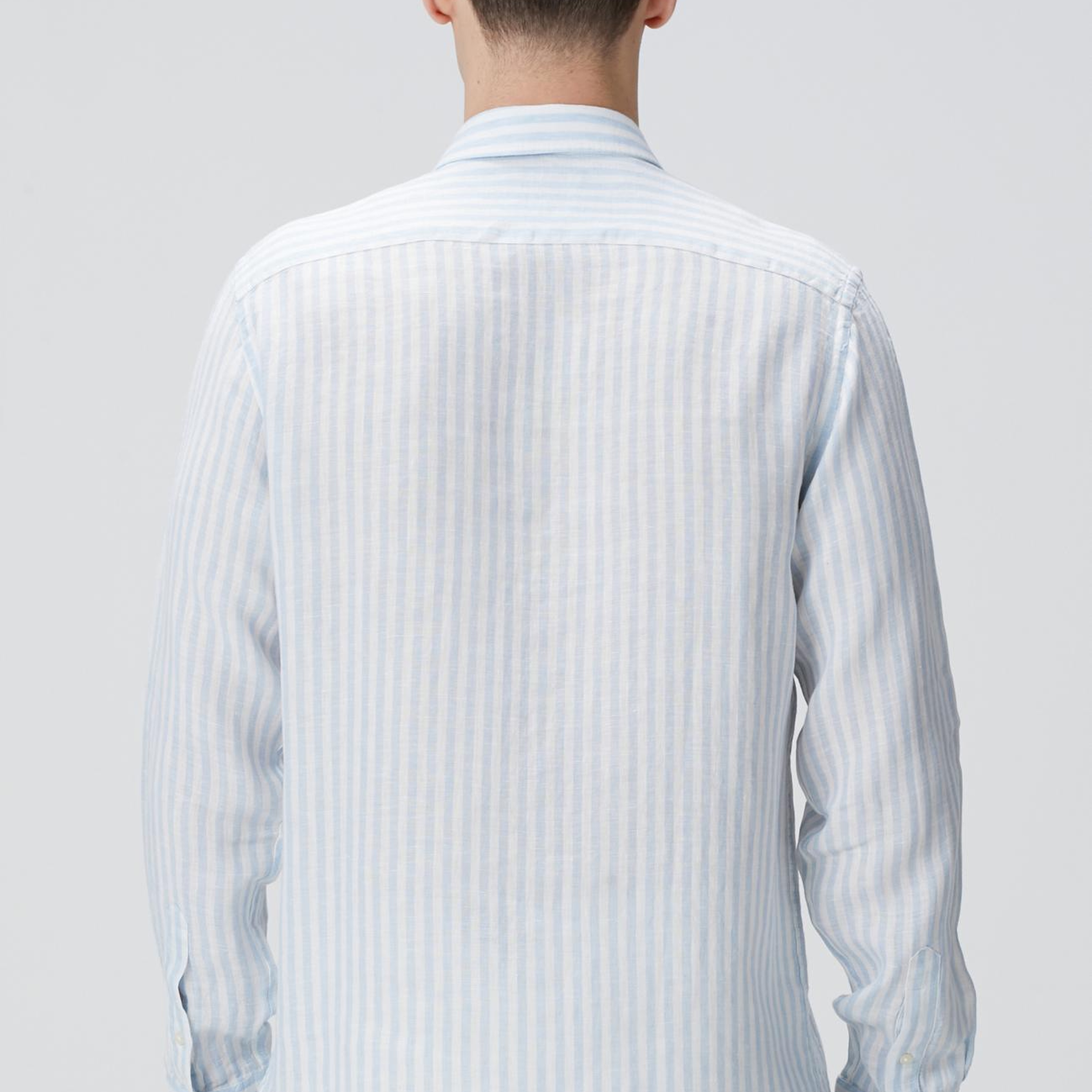 Network Erkek Mavi Beyaz Keten Gömlek