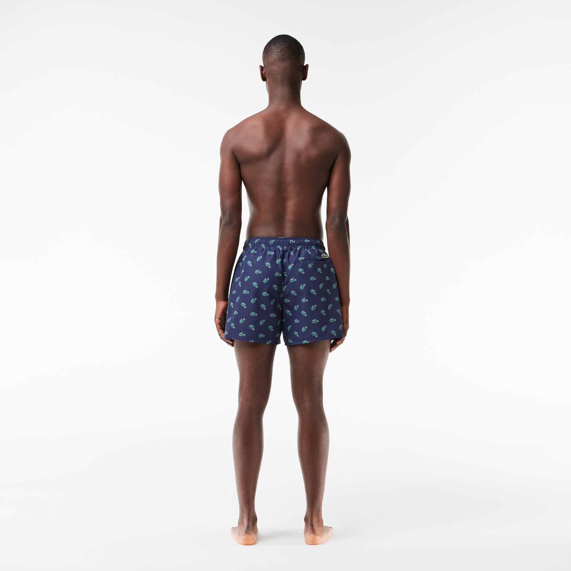 Lacoste Erkek Desenli Lacivert Deniz Şortu