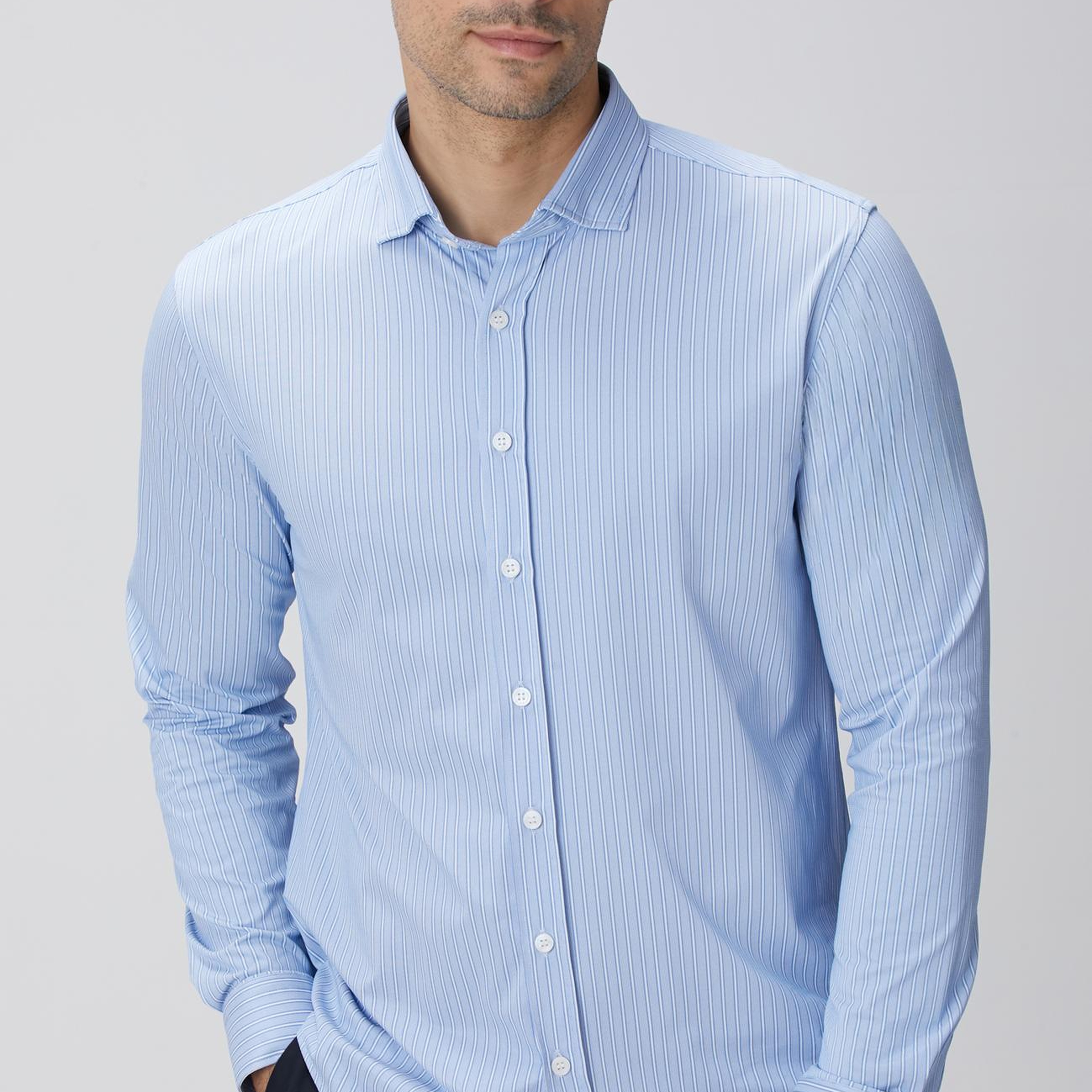 Network Erkek N-Tech Mavi Çizgili Gömlek