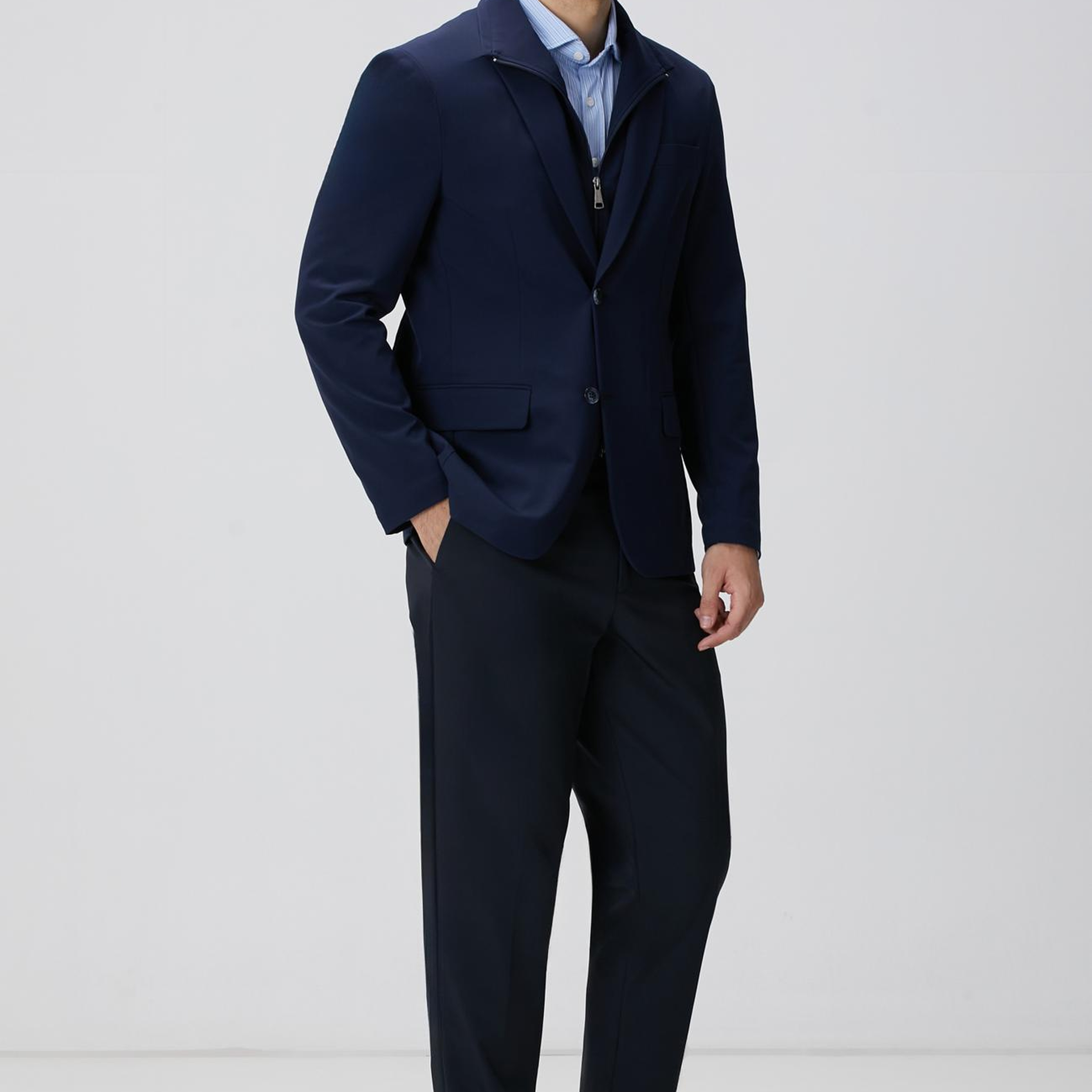 Network Erkek N-Tech Mavi Çizgili Gömlek