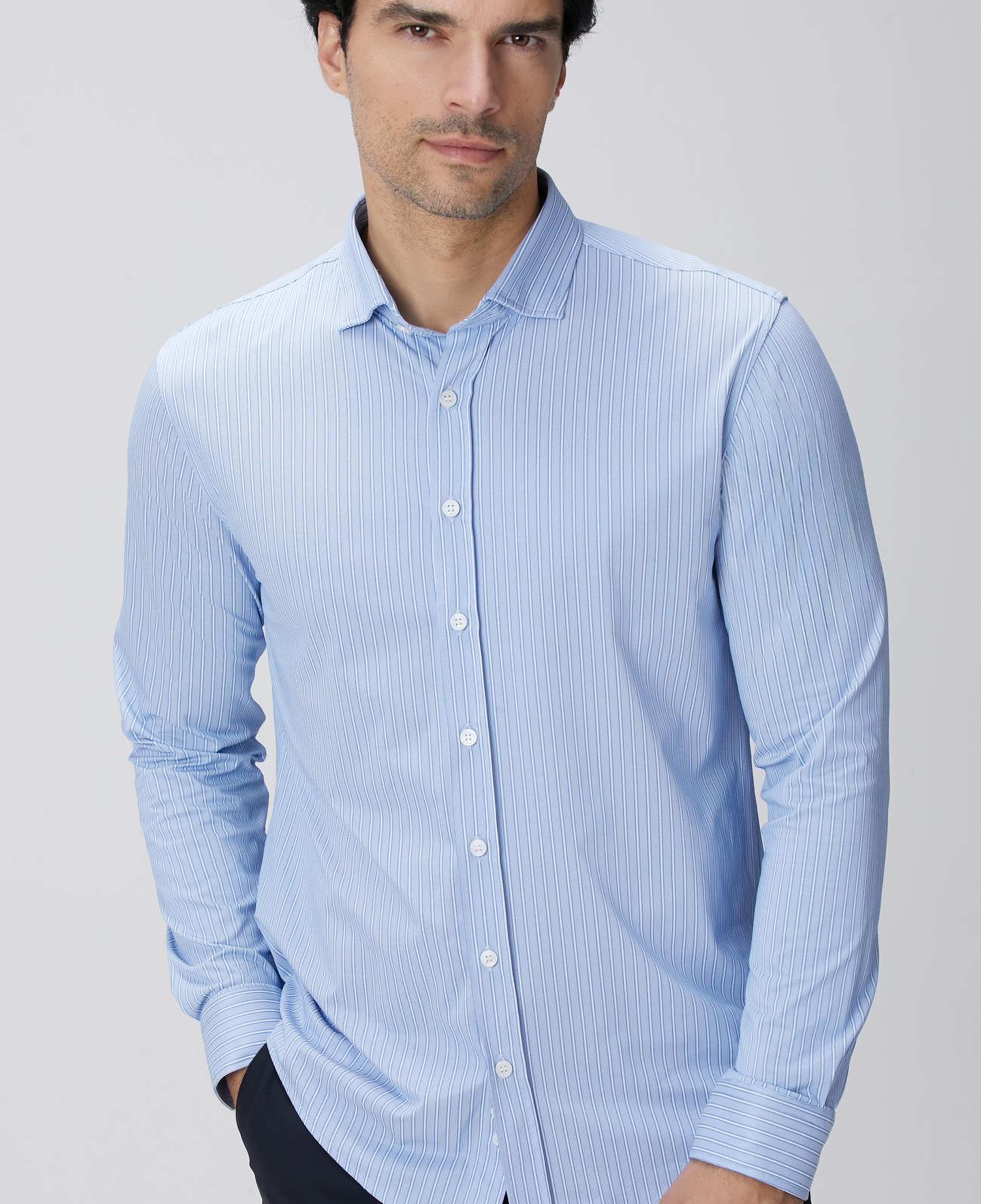 Network Erkek N-Tech Mavi Çizgili Gömlek