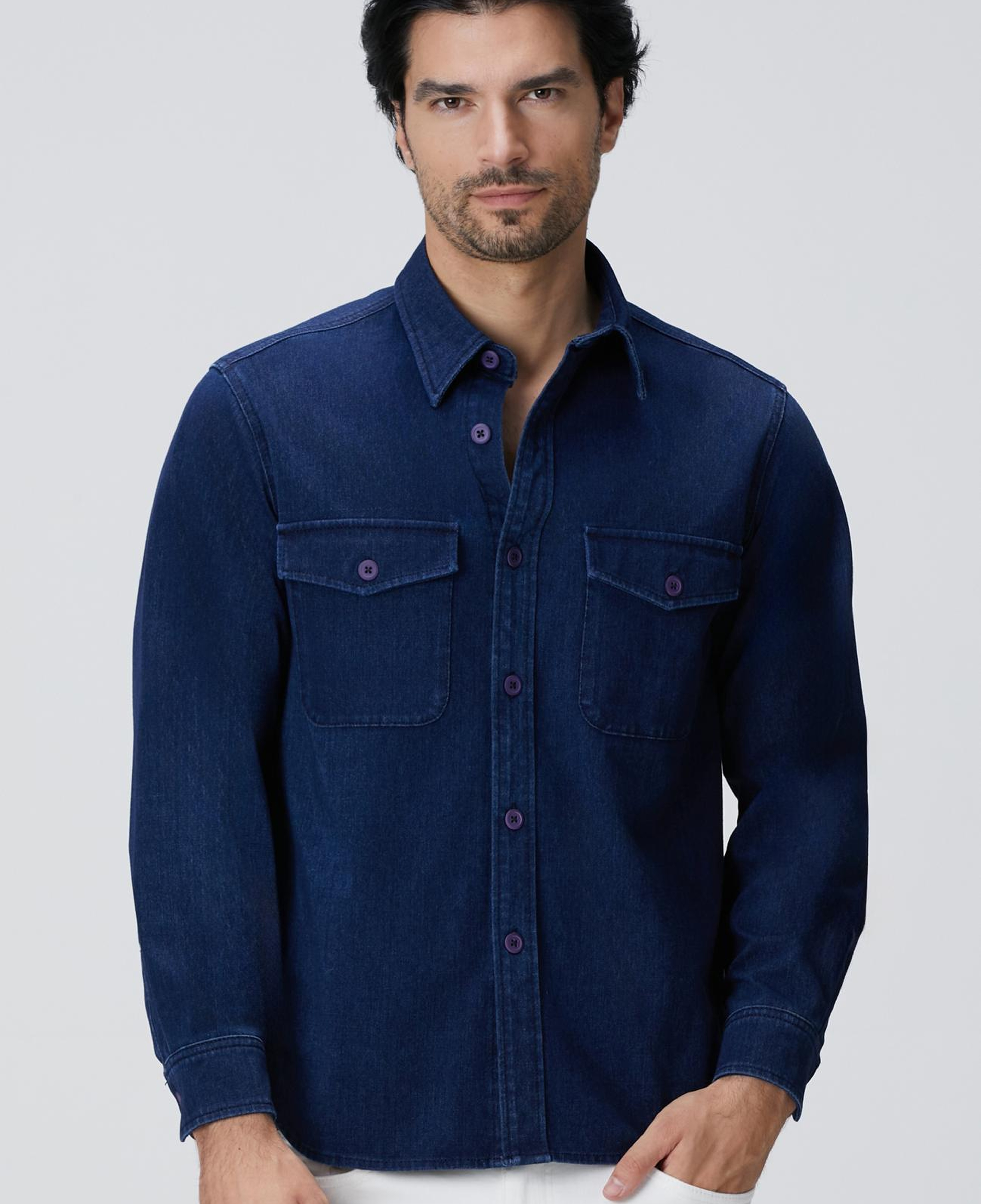 Network Erkek İndigo Denim Gömlek