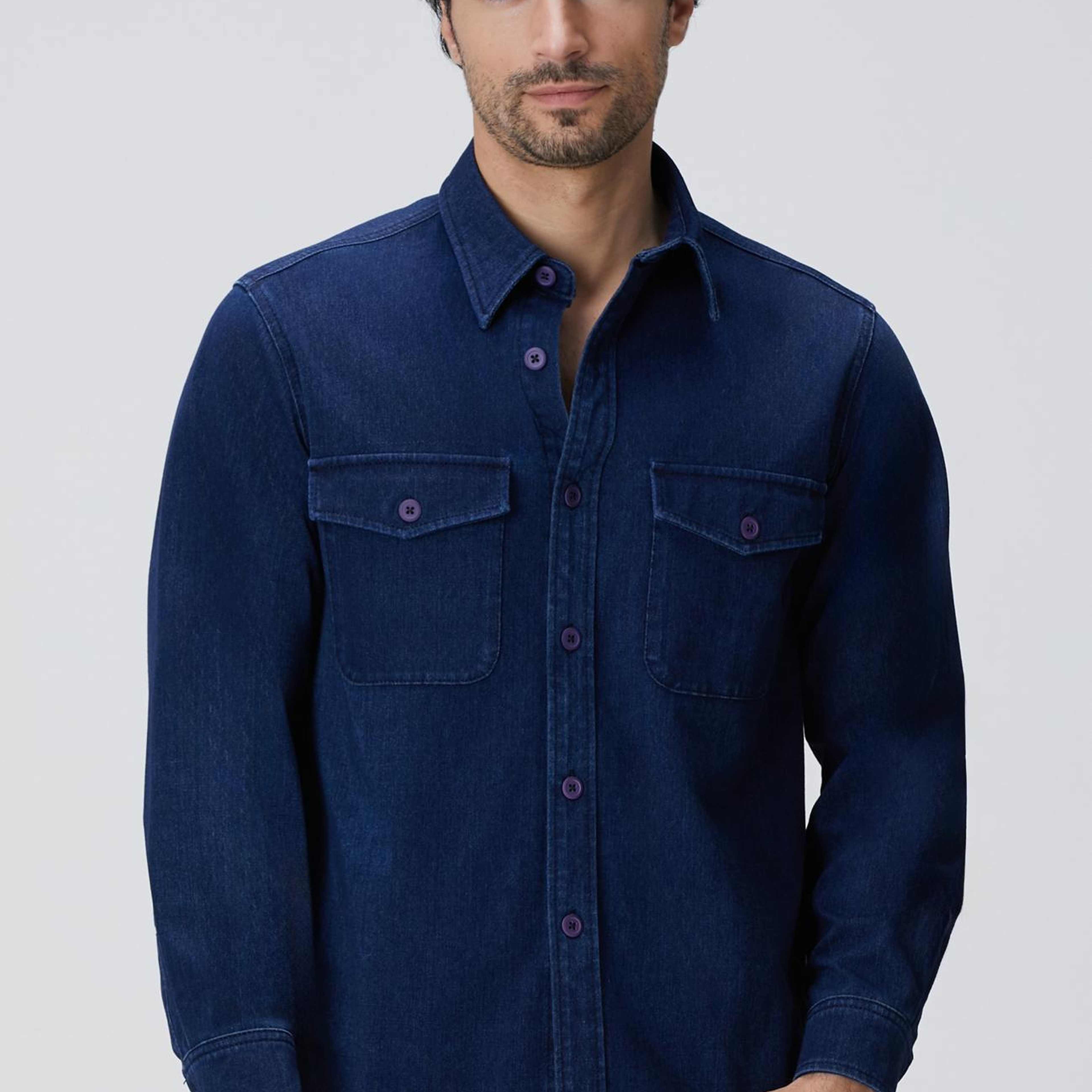 Network Erkek İndigo Denim Gömlek