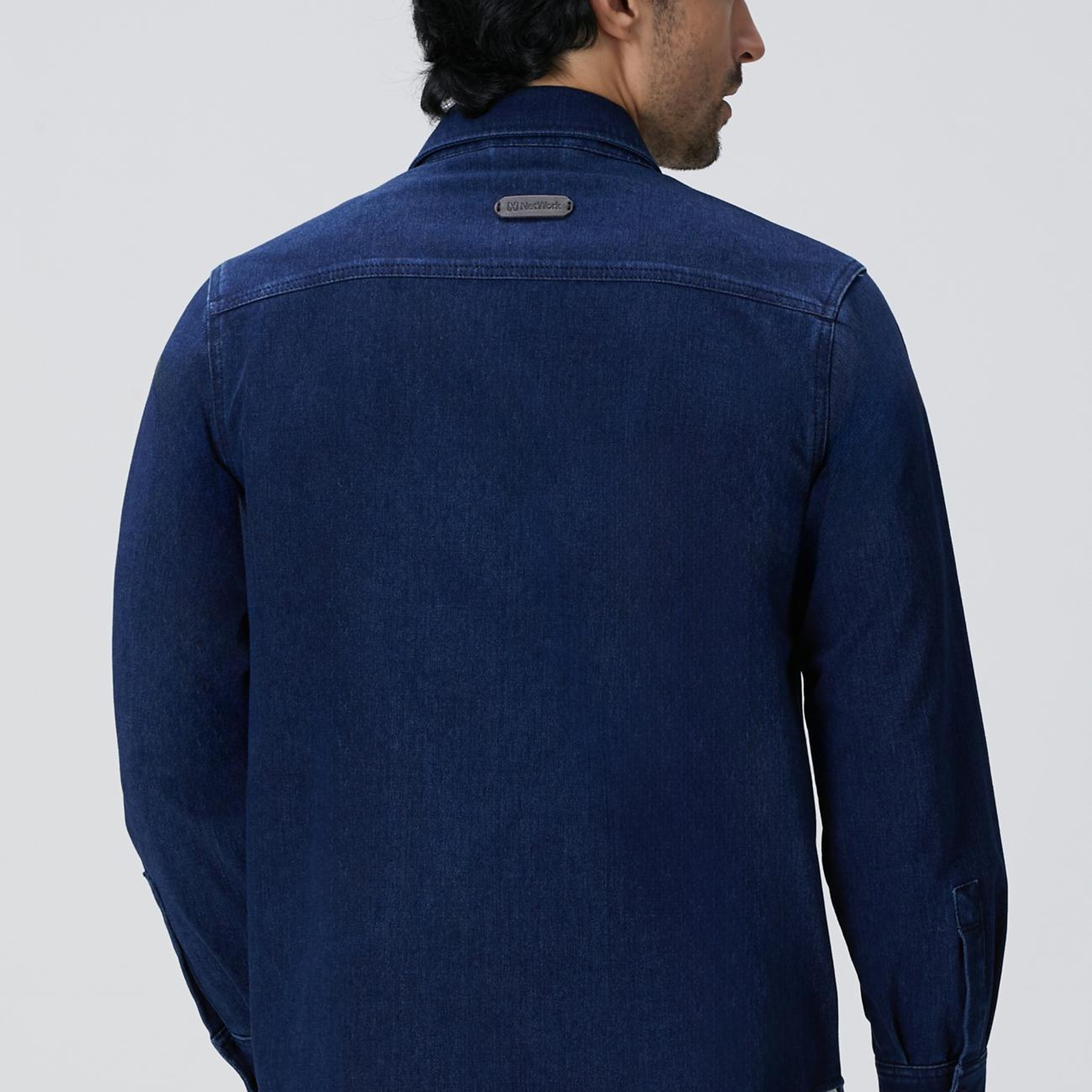 Network Erkek İndigo Denim Gömlek