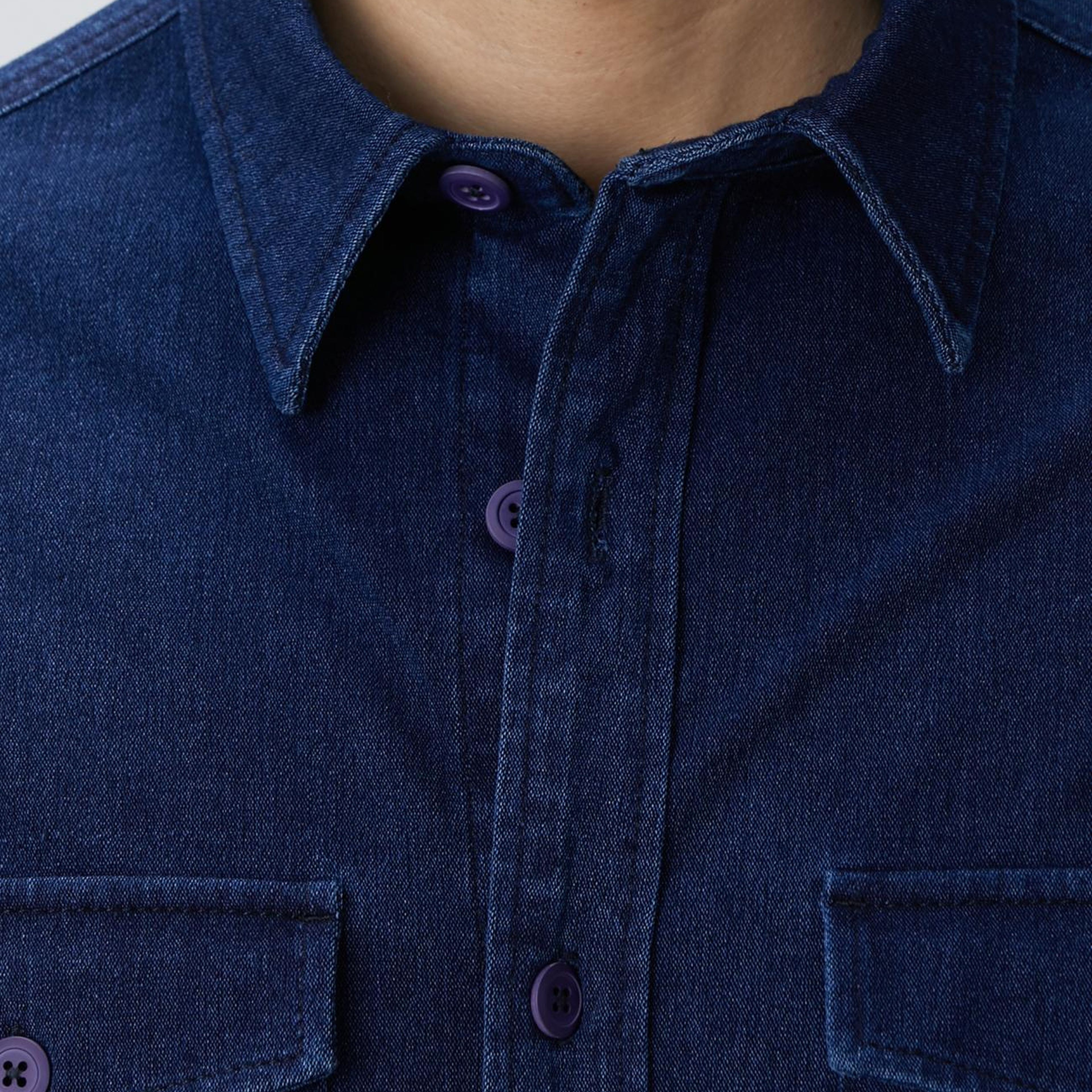 Network Erkek İndigo Denim Gömlek