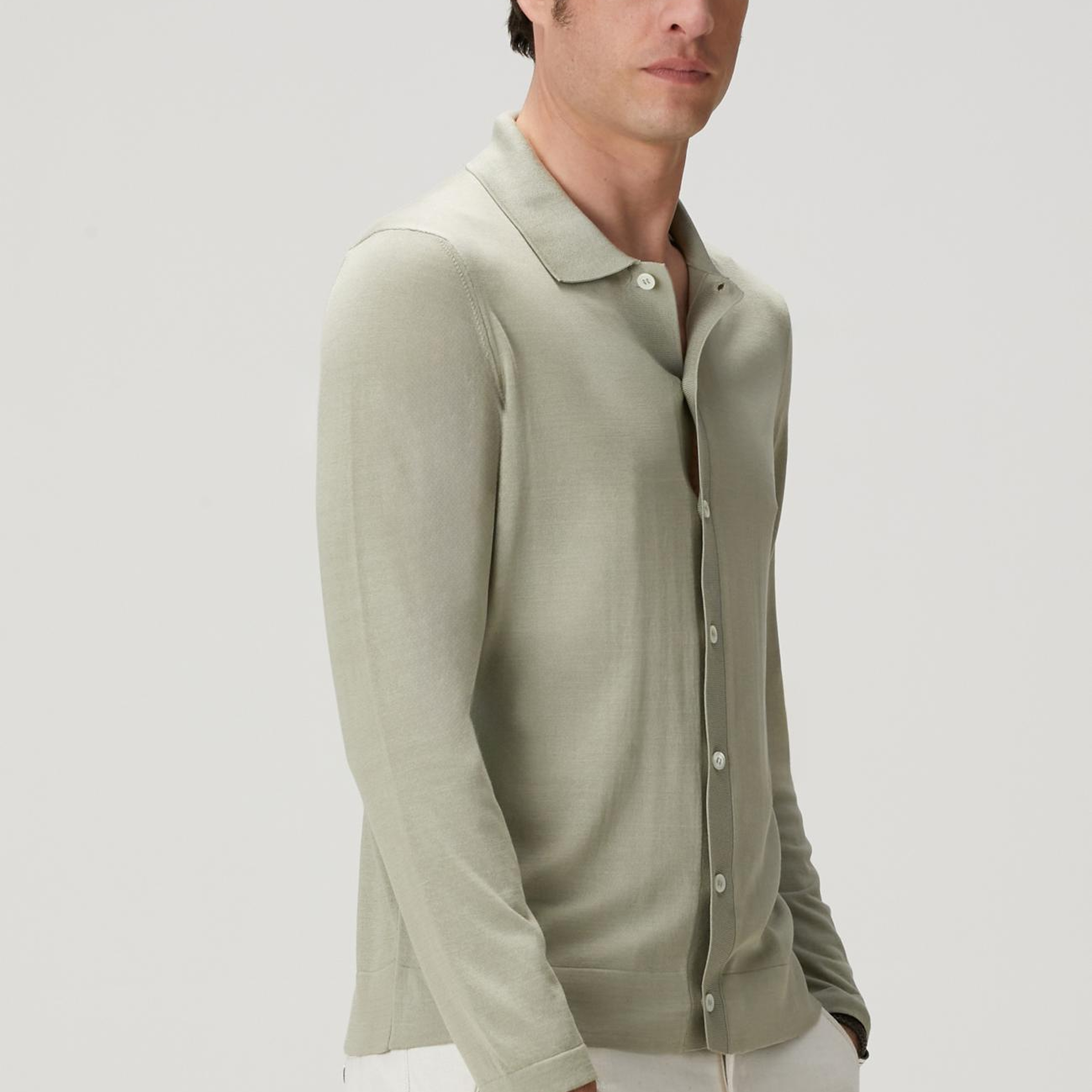 Network Erkek Limited Haki İpek Karışımlı Triko Gömlek