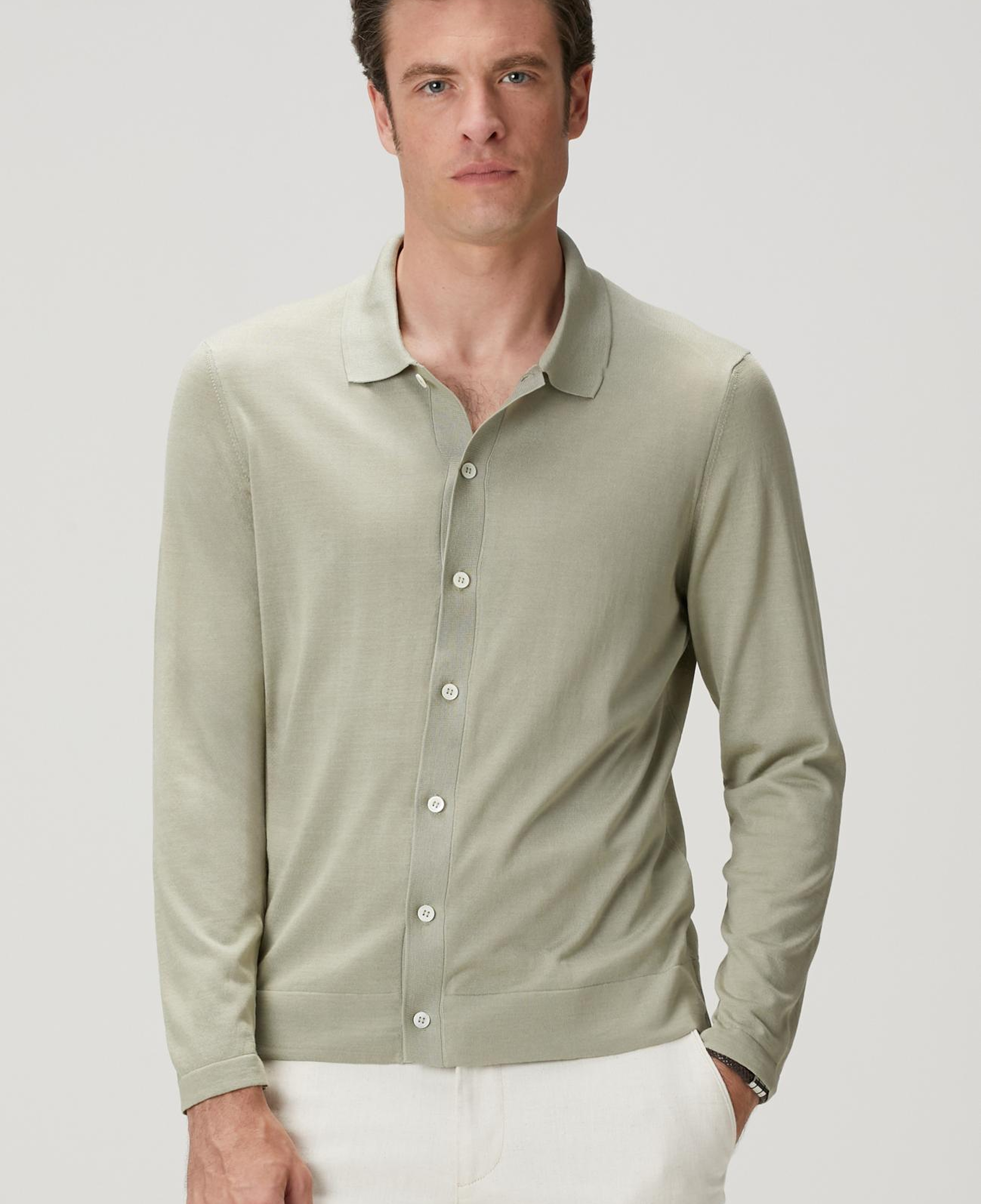 Network Erkek Limited Haki İpek Karışımlı Triko Gömlek