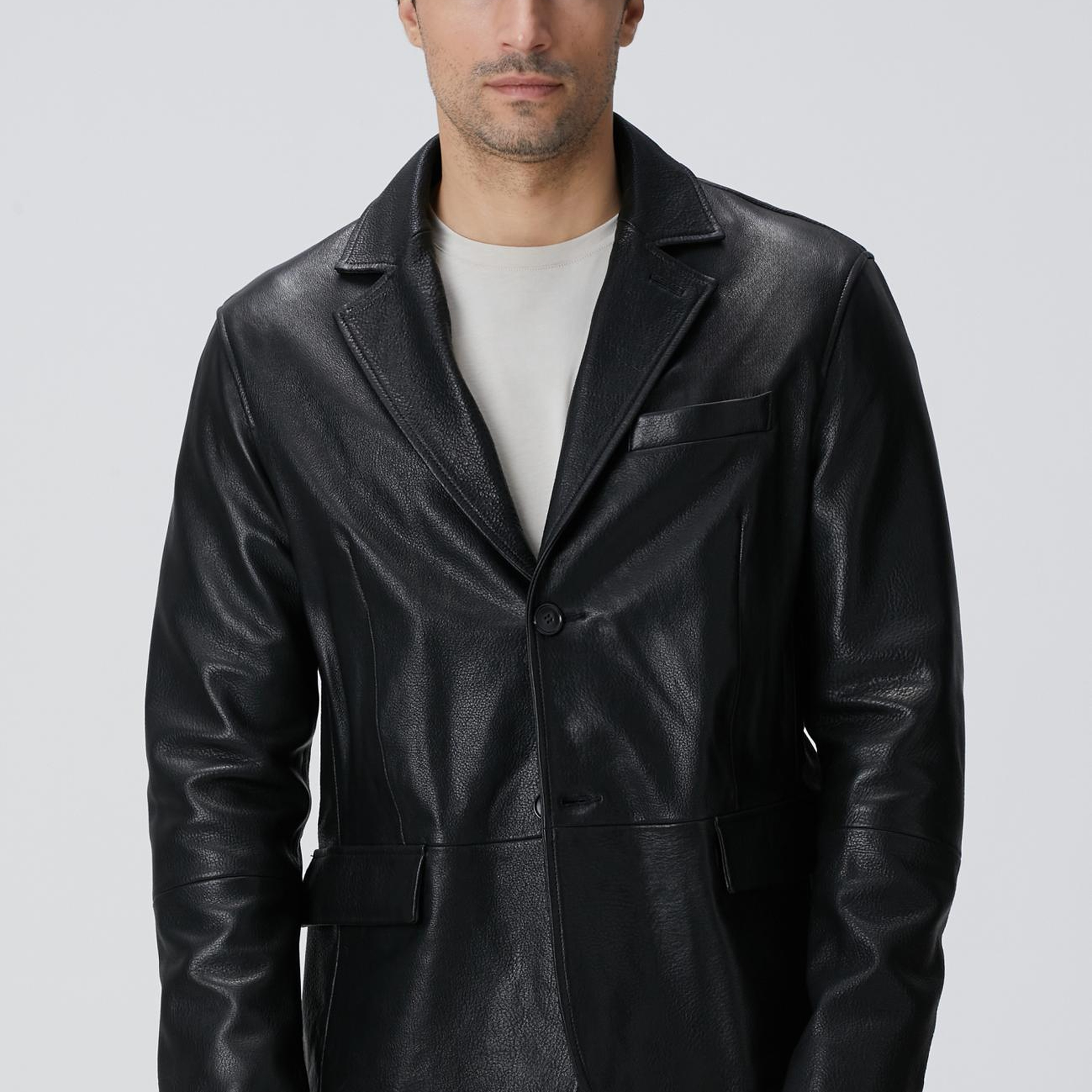 Network Erkek Siyah Deri Ceket