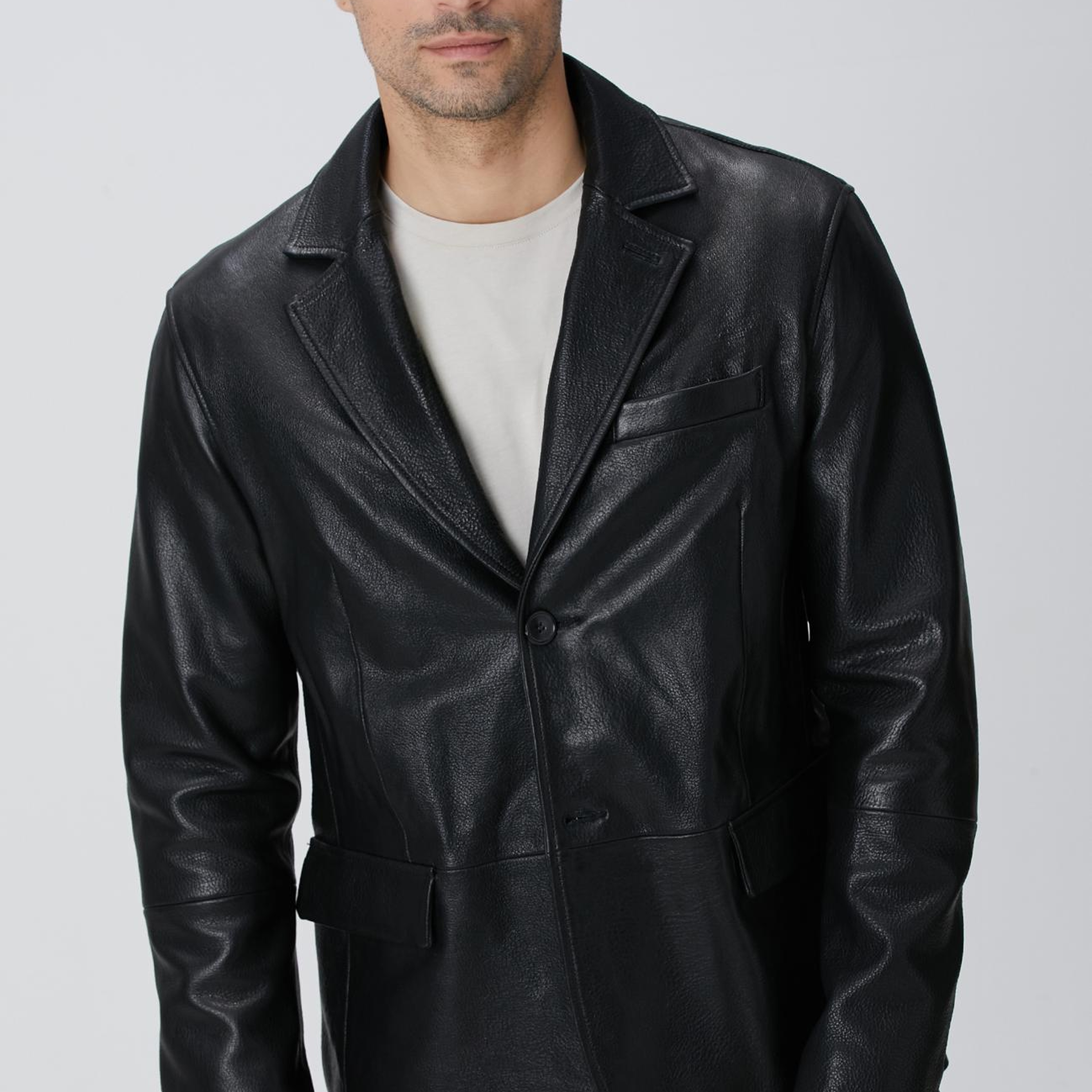 Network Erkek Siyah Deri Ceket