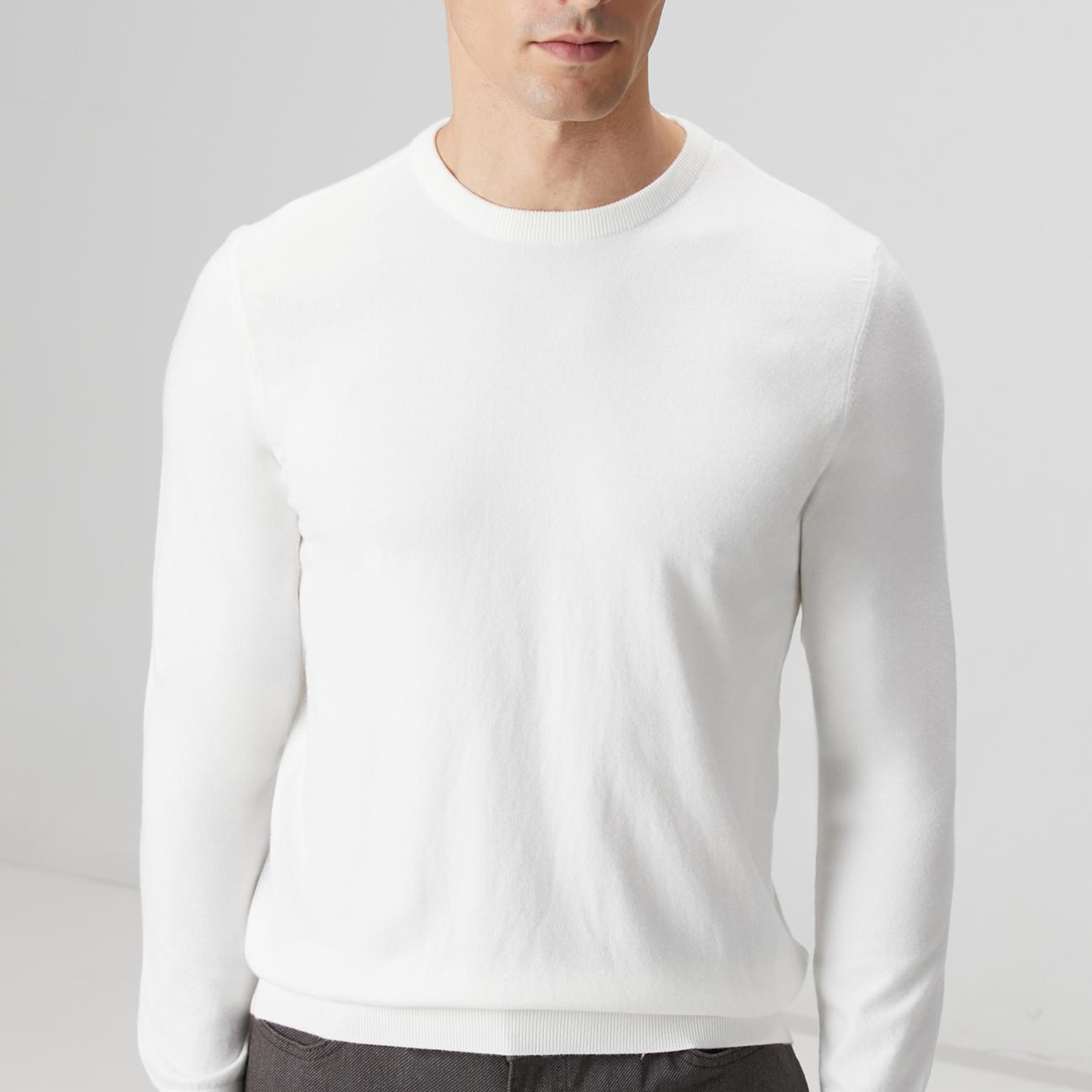 Network Erkek Ekru Basic Triko Kazak