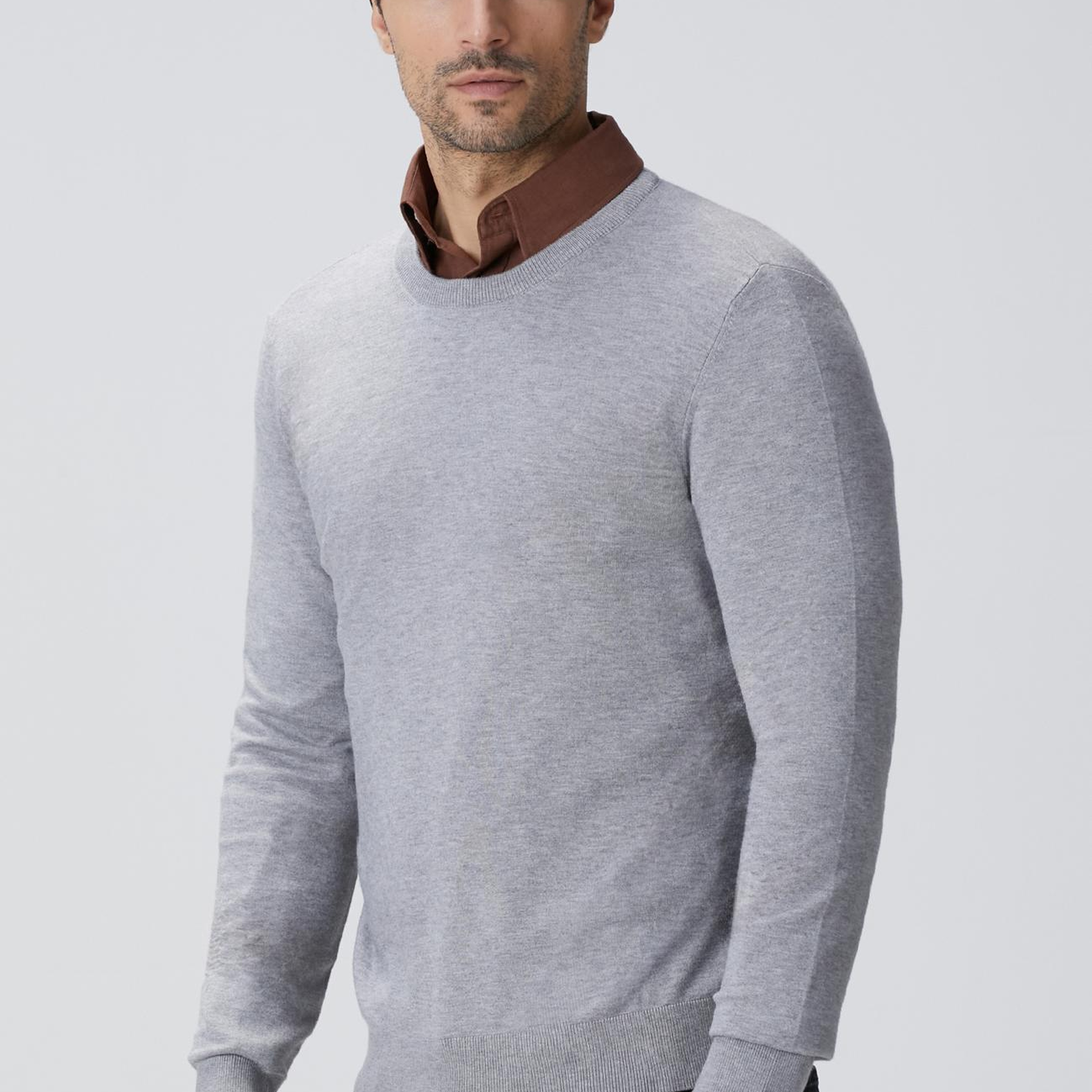 Network Erkek Gri Melanj Basic Triko Kazak