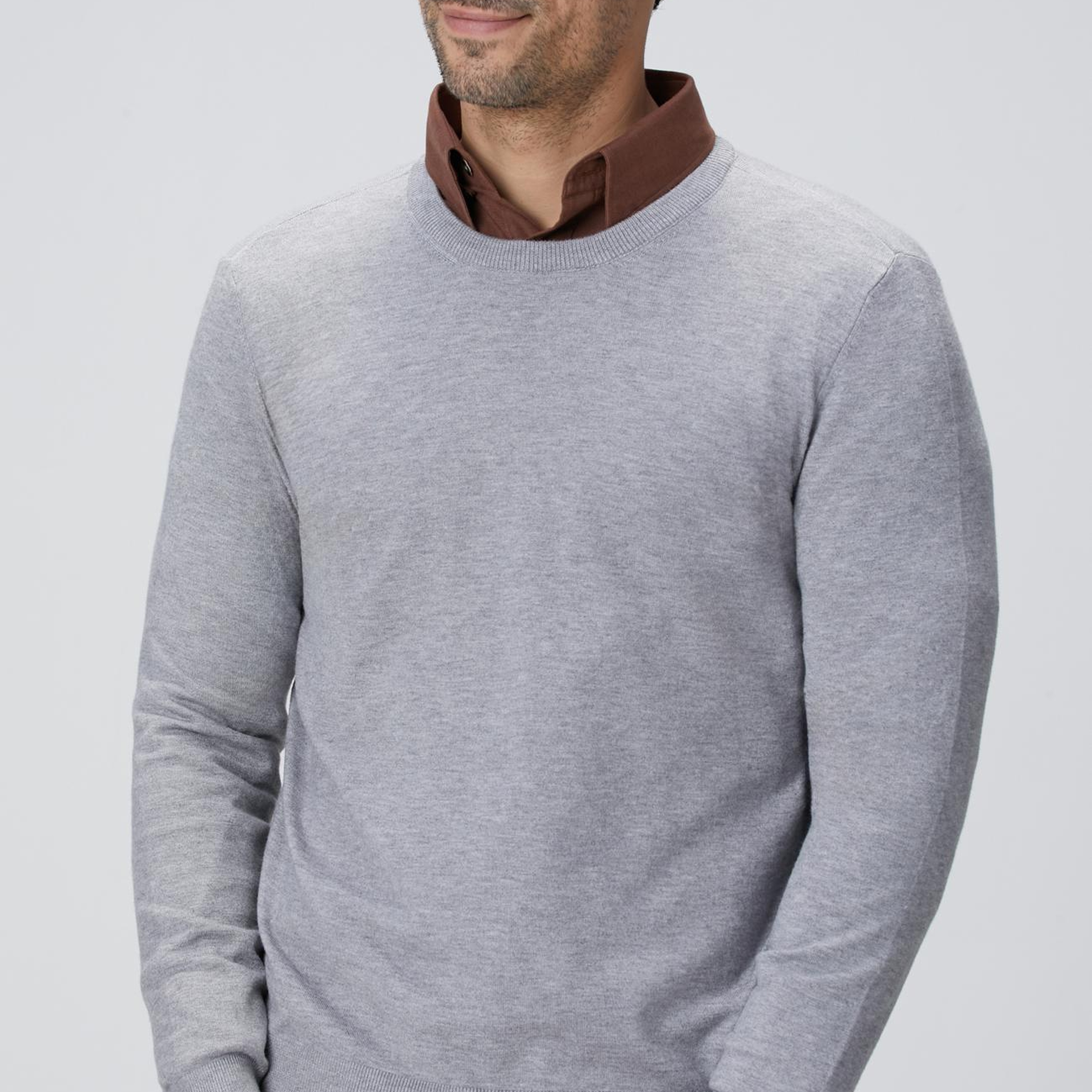 Network Erkek Gri Melanj Basic Triko Kazak