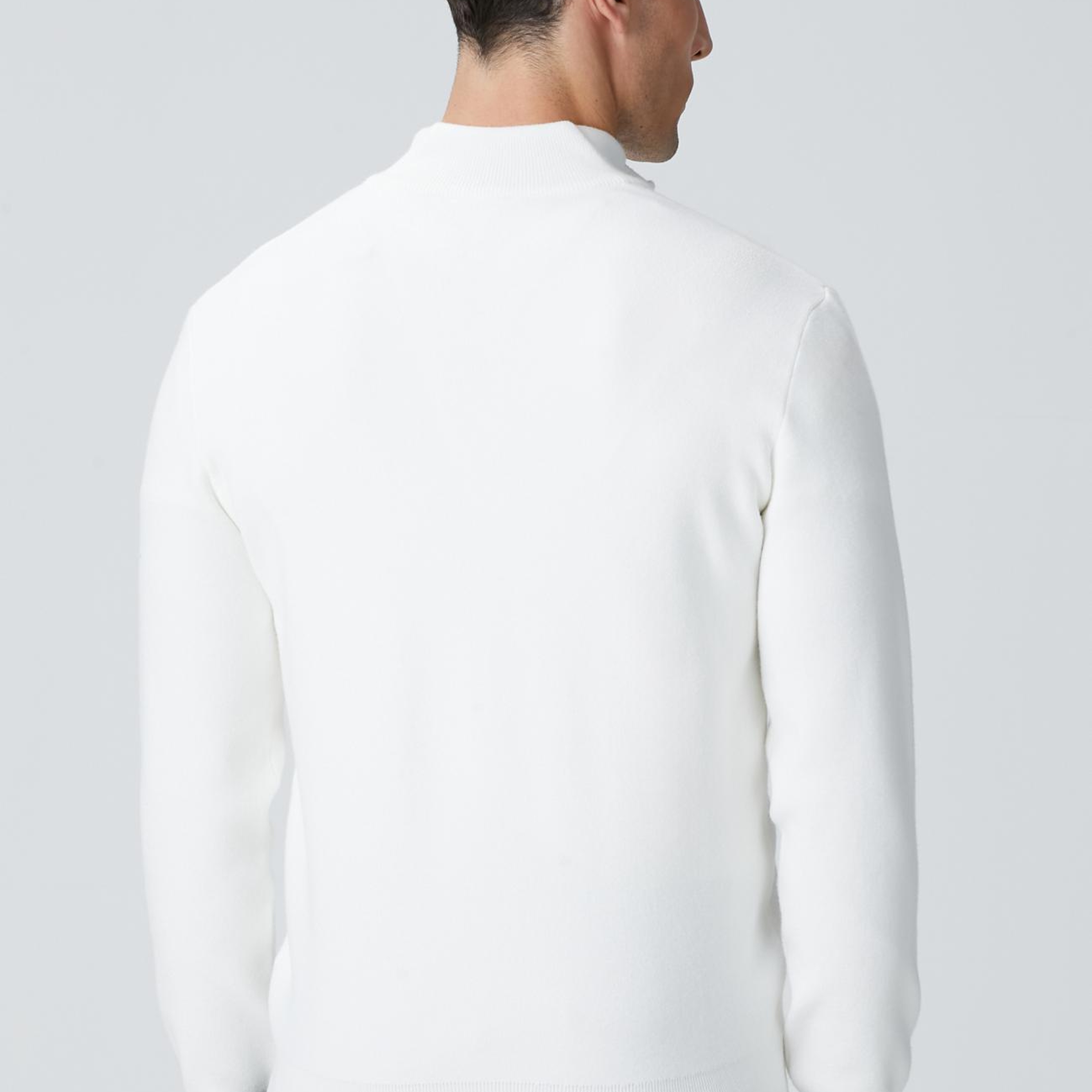 Network Erkek Kırık Beyaz Yakası Fermuarlı Triko Kazak